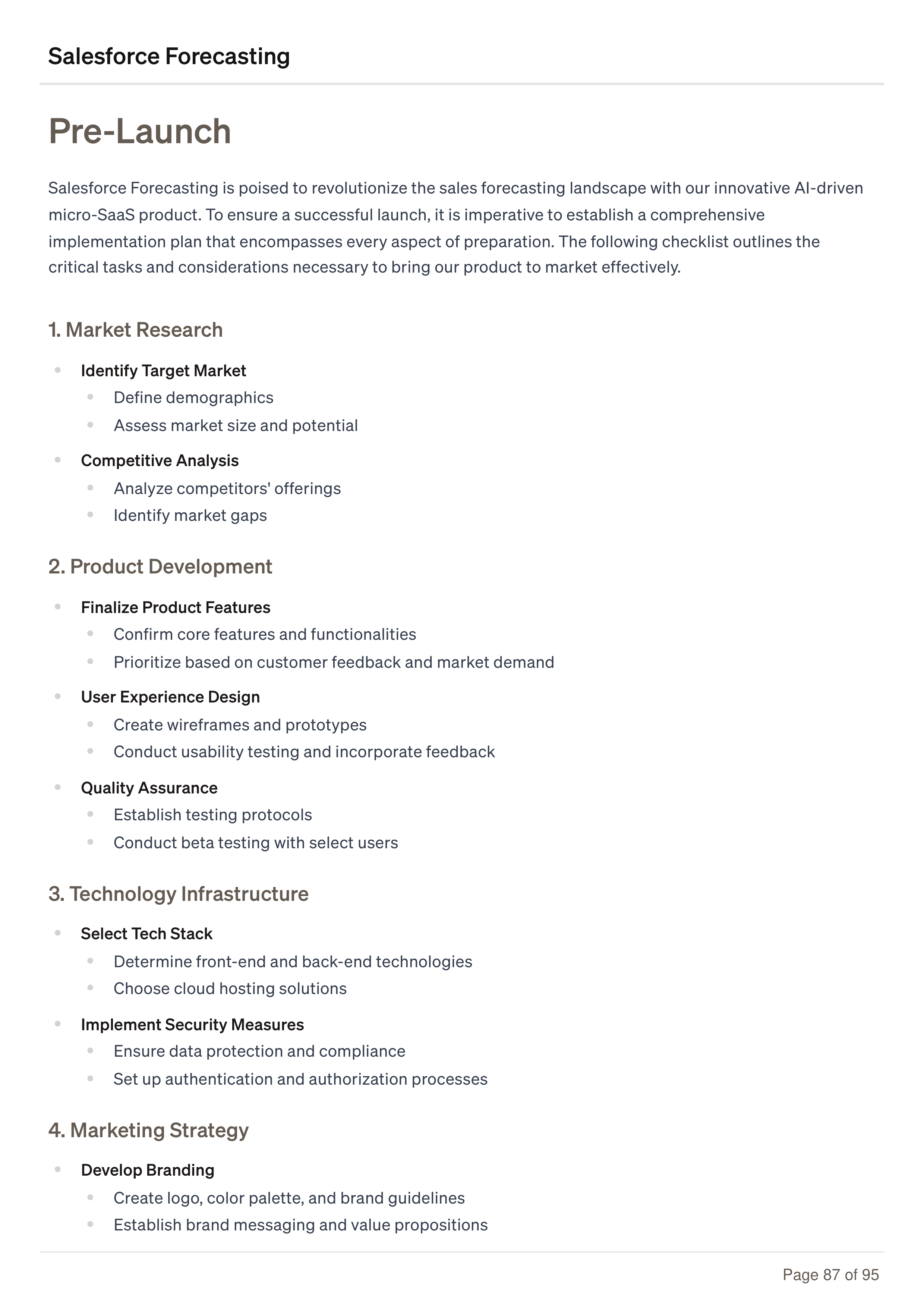 Salesforce Forecasting Business Plan — page 87