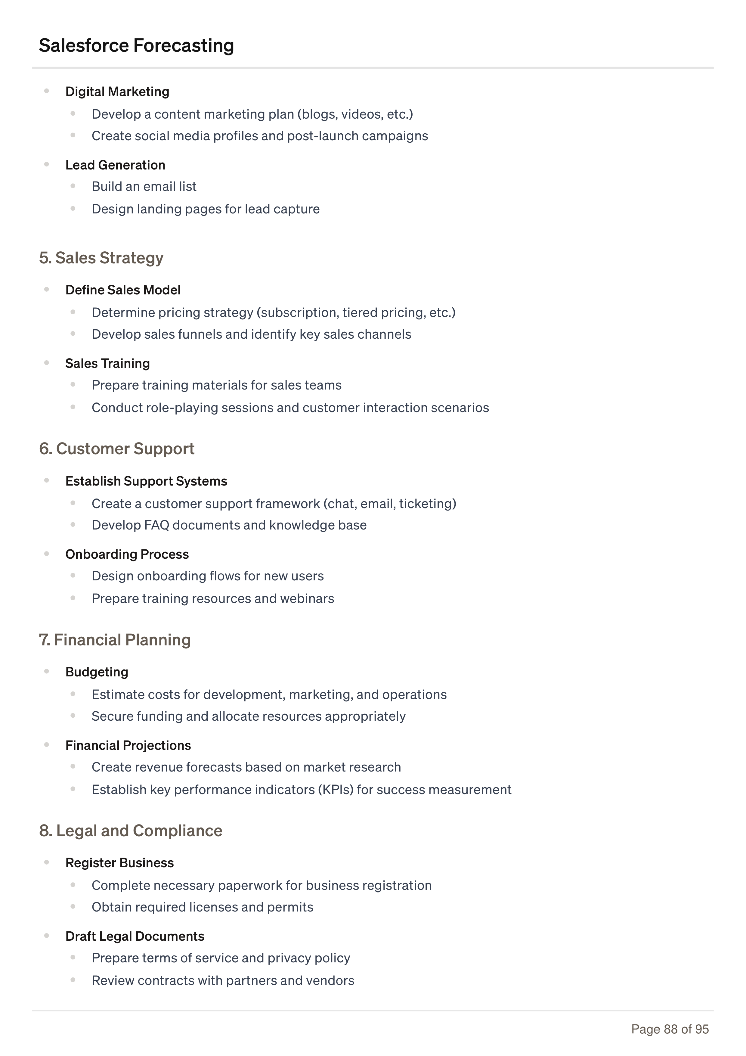 Salesforce Forecasting Business Plan — page 88