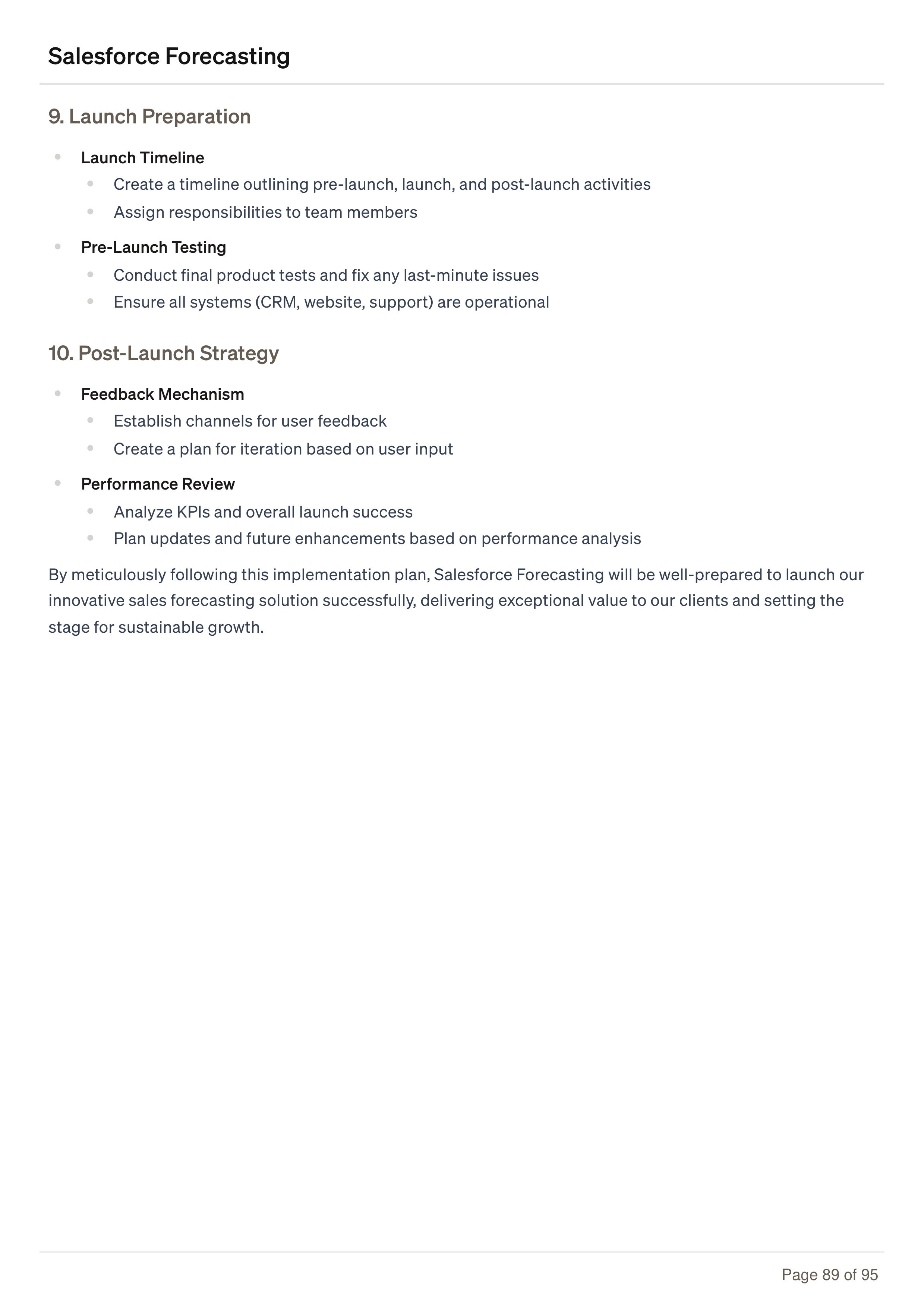 Salesforce Forecasting Business Plan — page 89