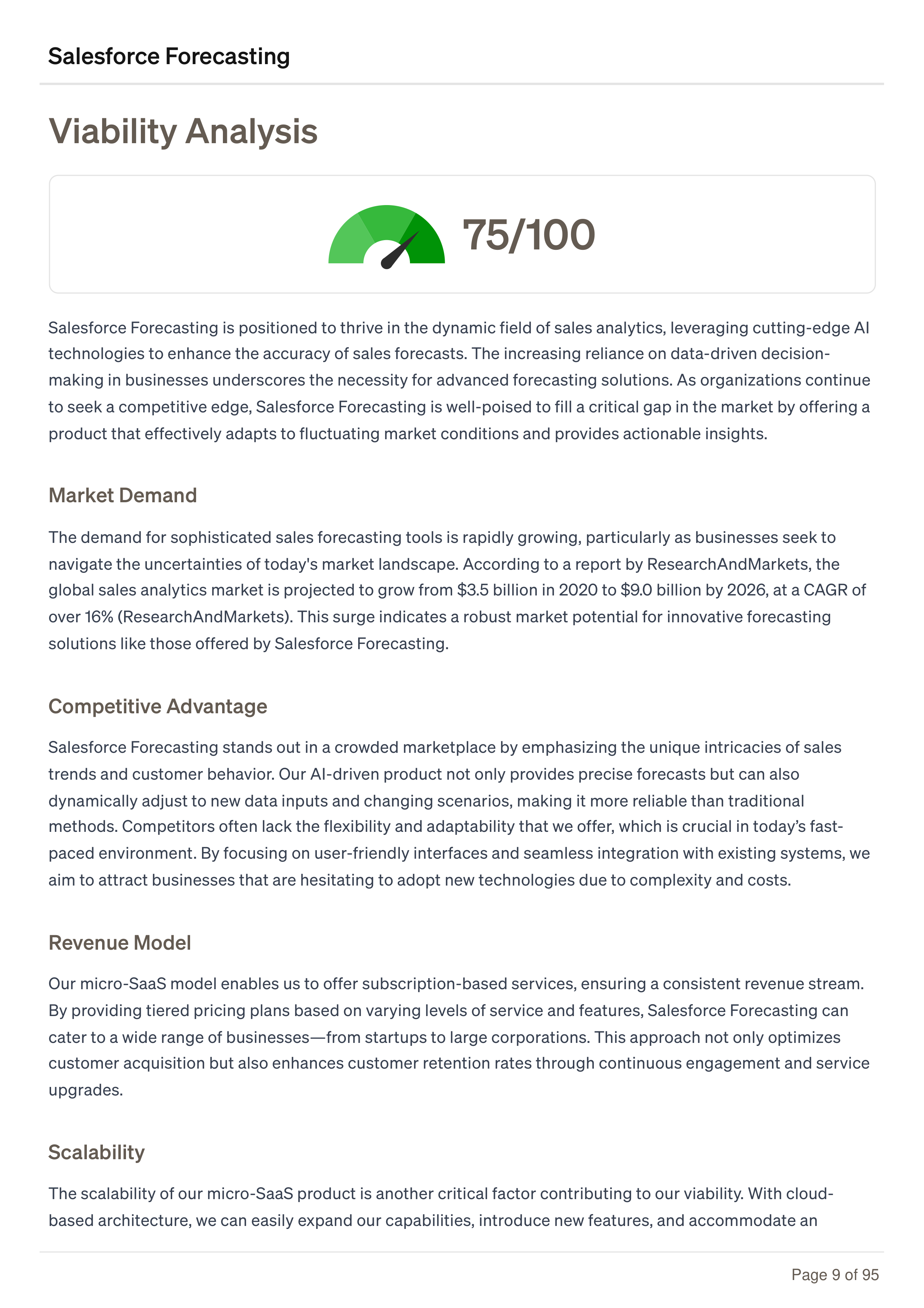Salesforce Forecasting Business Plan — page 9