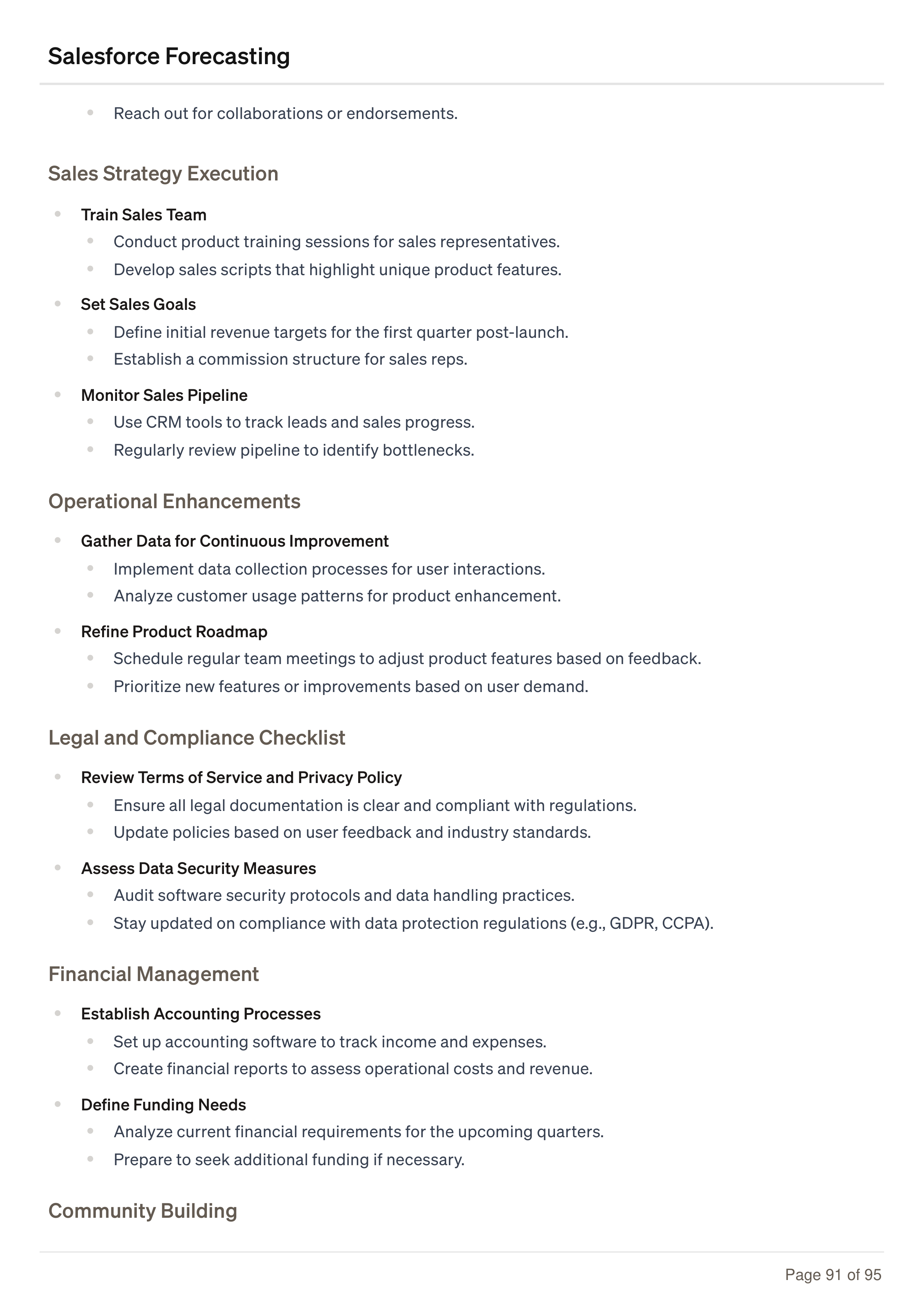 Salesforce Forecasting Business Plan — page 91