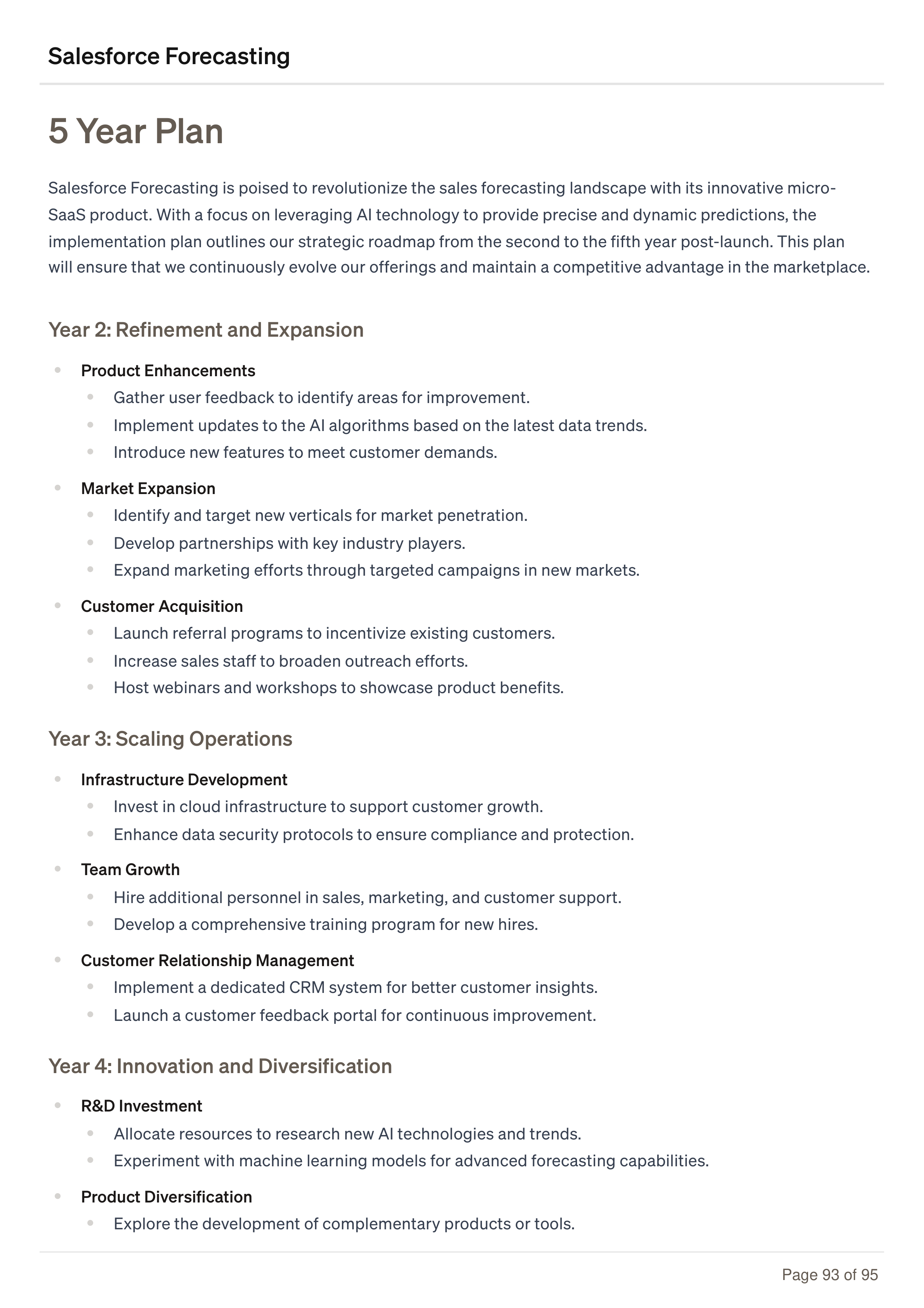 Salesforce Forecasting Business Plan — page 93