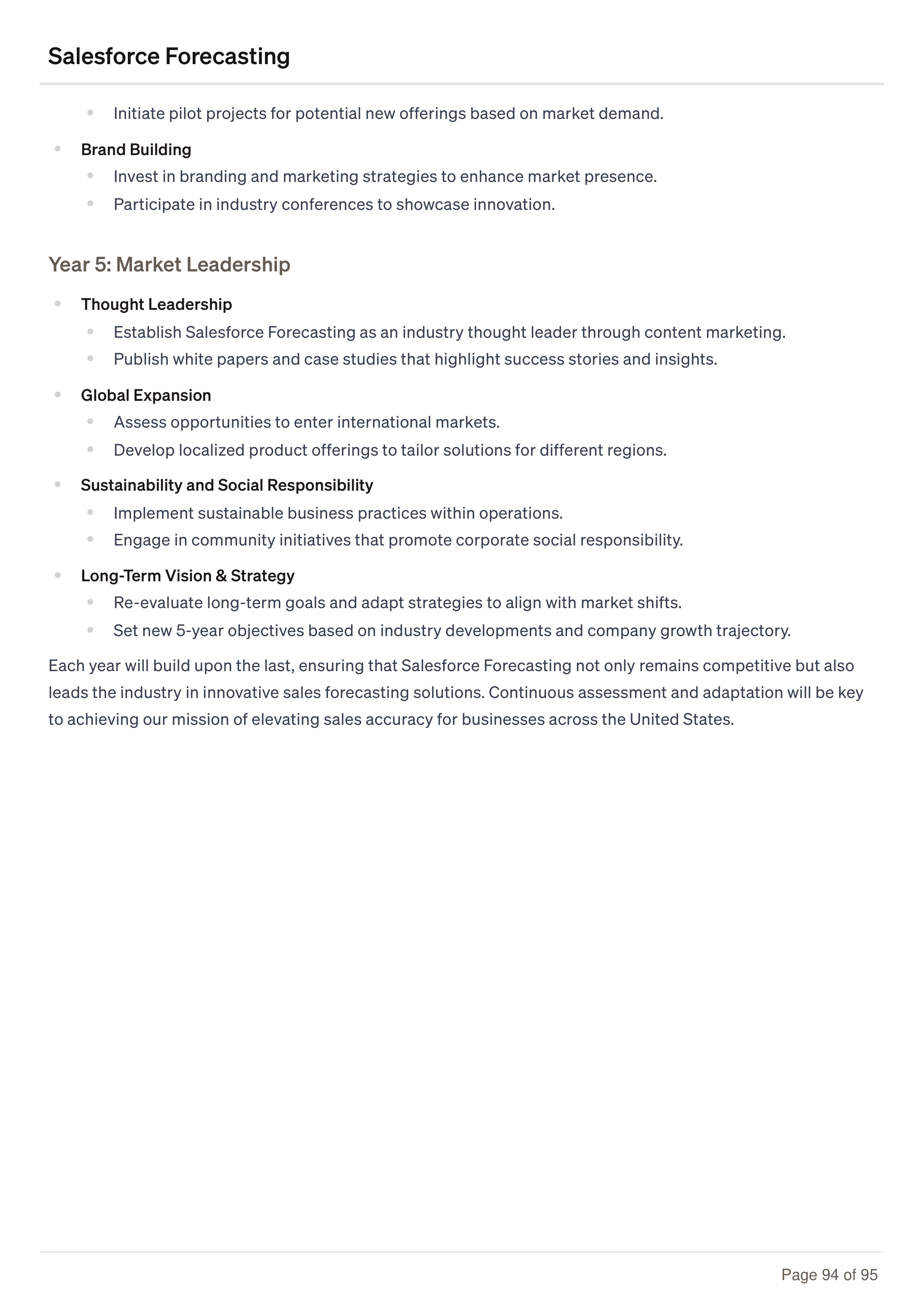 Salesforce Forecasting Business Plan — page 94