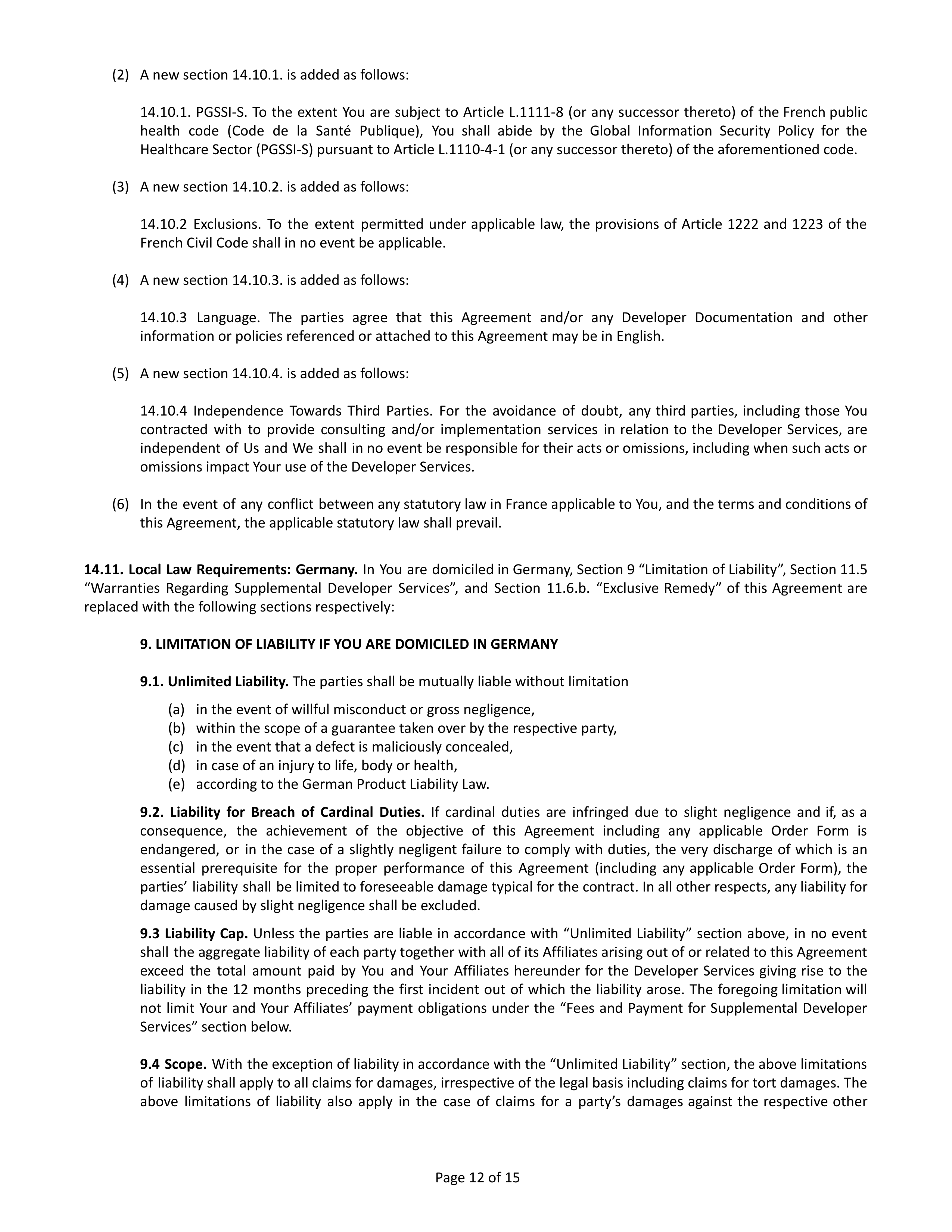 Salesforce Main Services Agreement — page 12