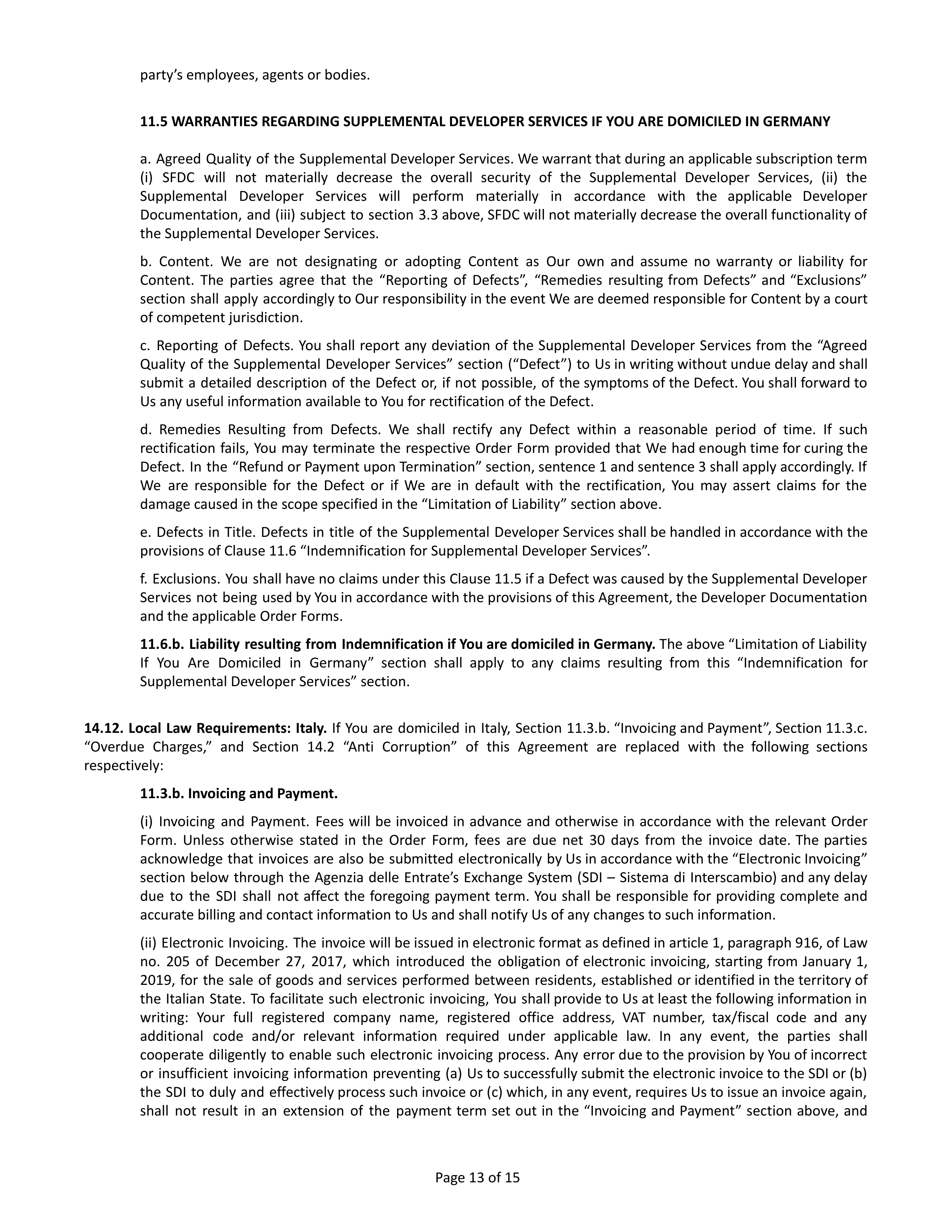 Salesforce Main Services Agreement — page 13
