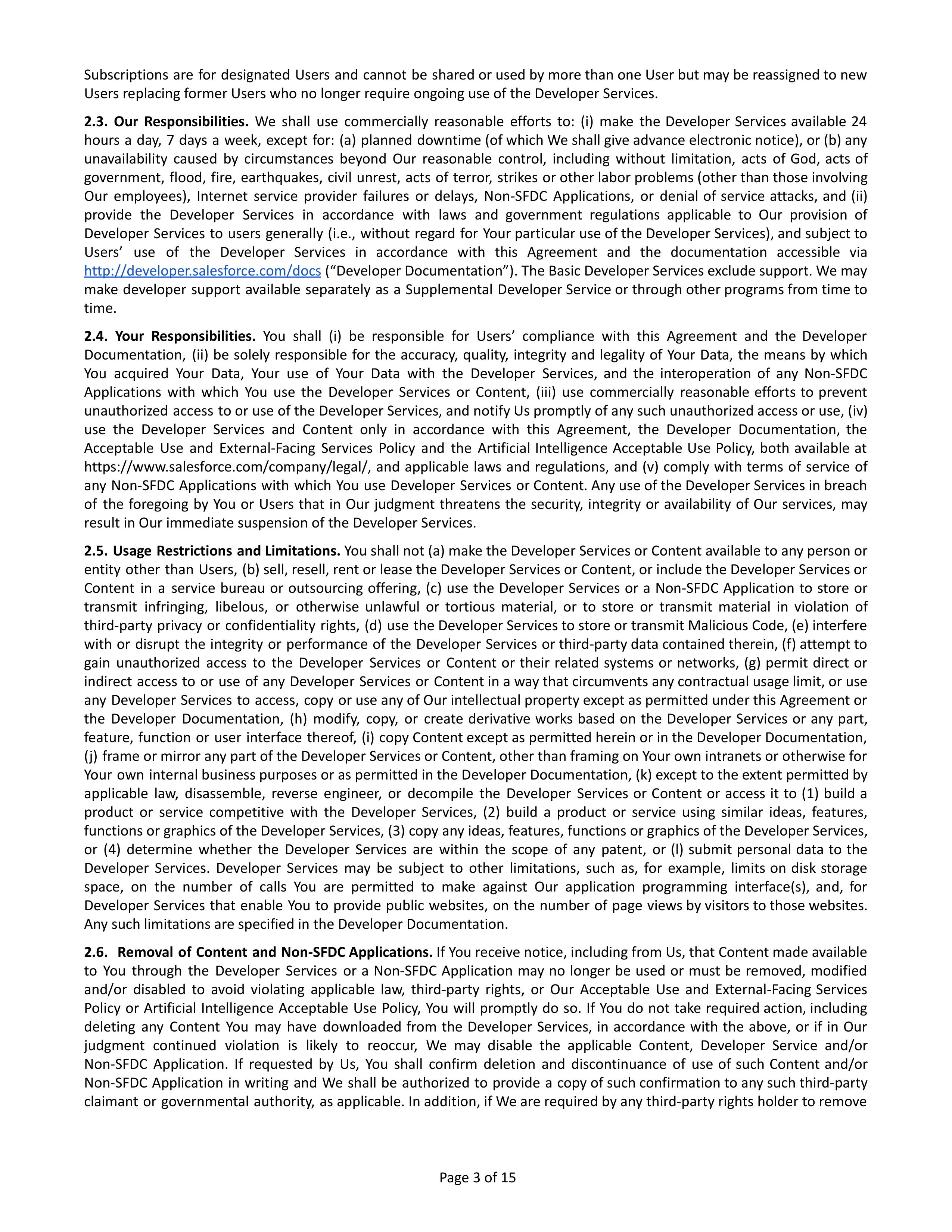 Salesforce Main Services Agreement — page 3