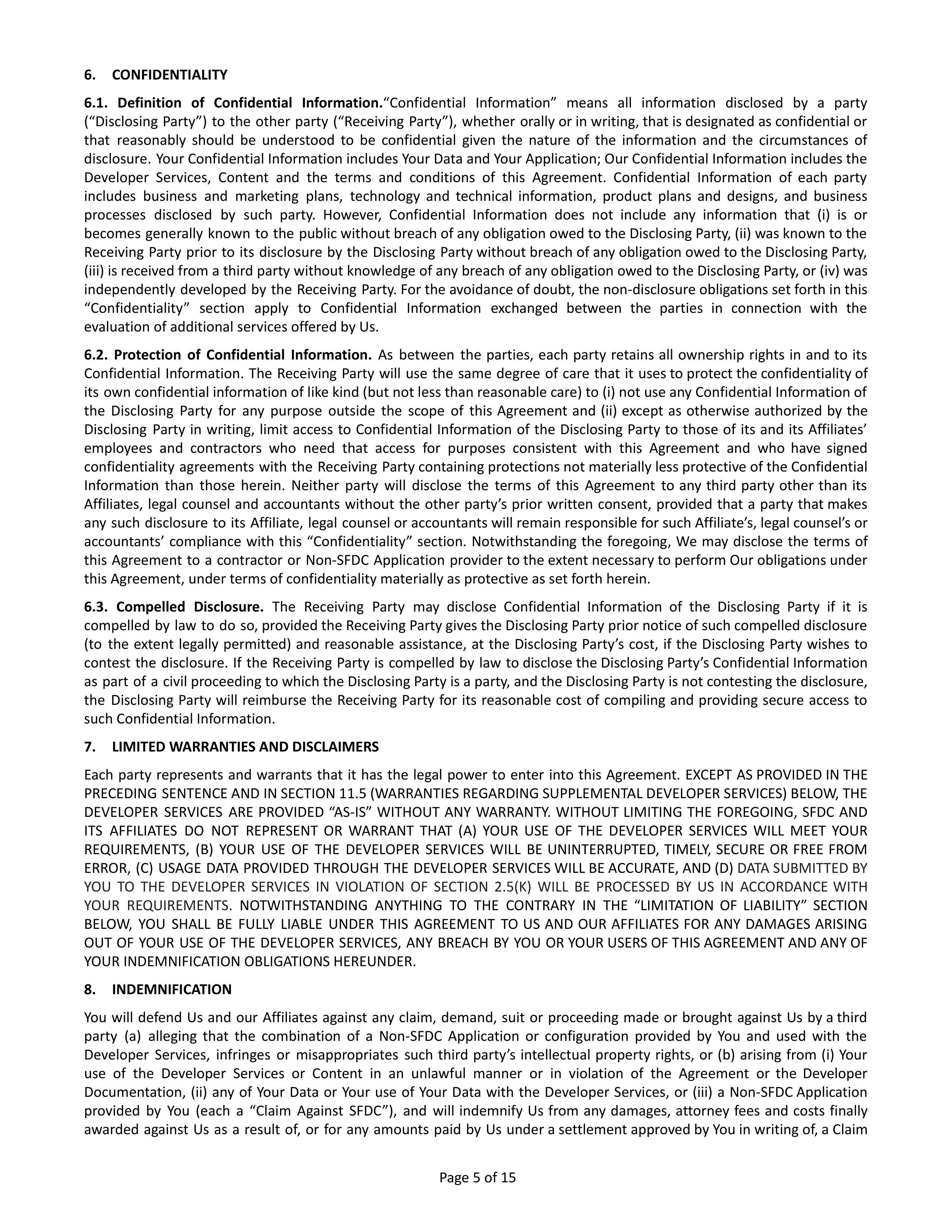 Salesforce Main Services Agreement — page 5