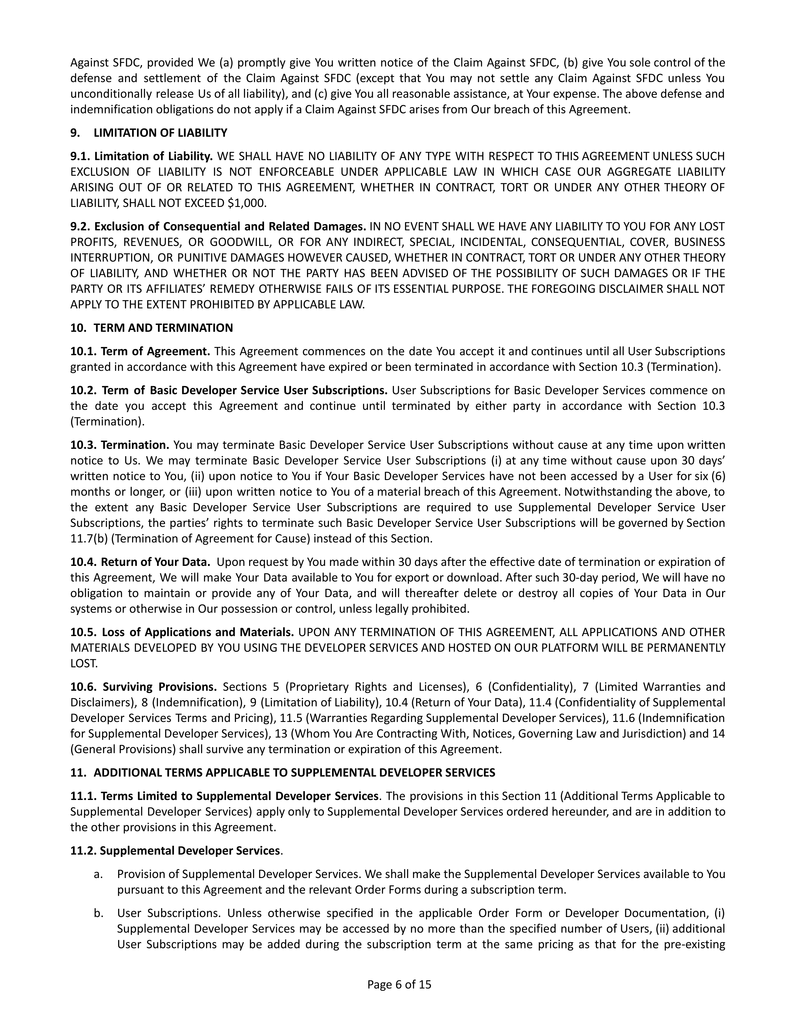 Salesforce Main Services Agreement — page 6
