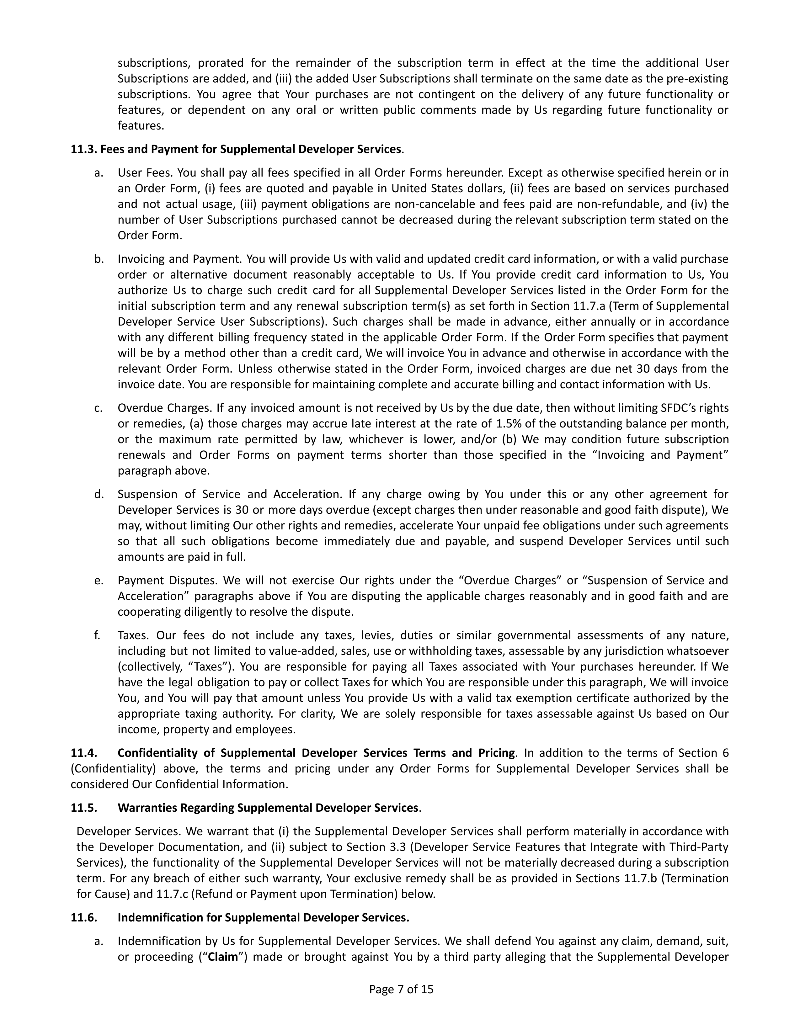 Salesforce Main Services Agreement — page 7