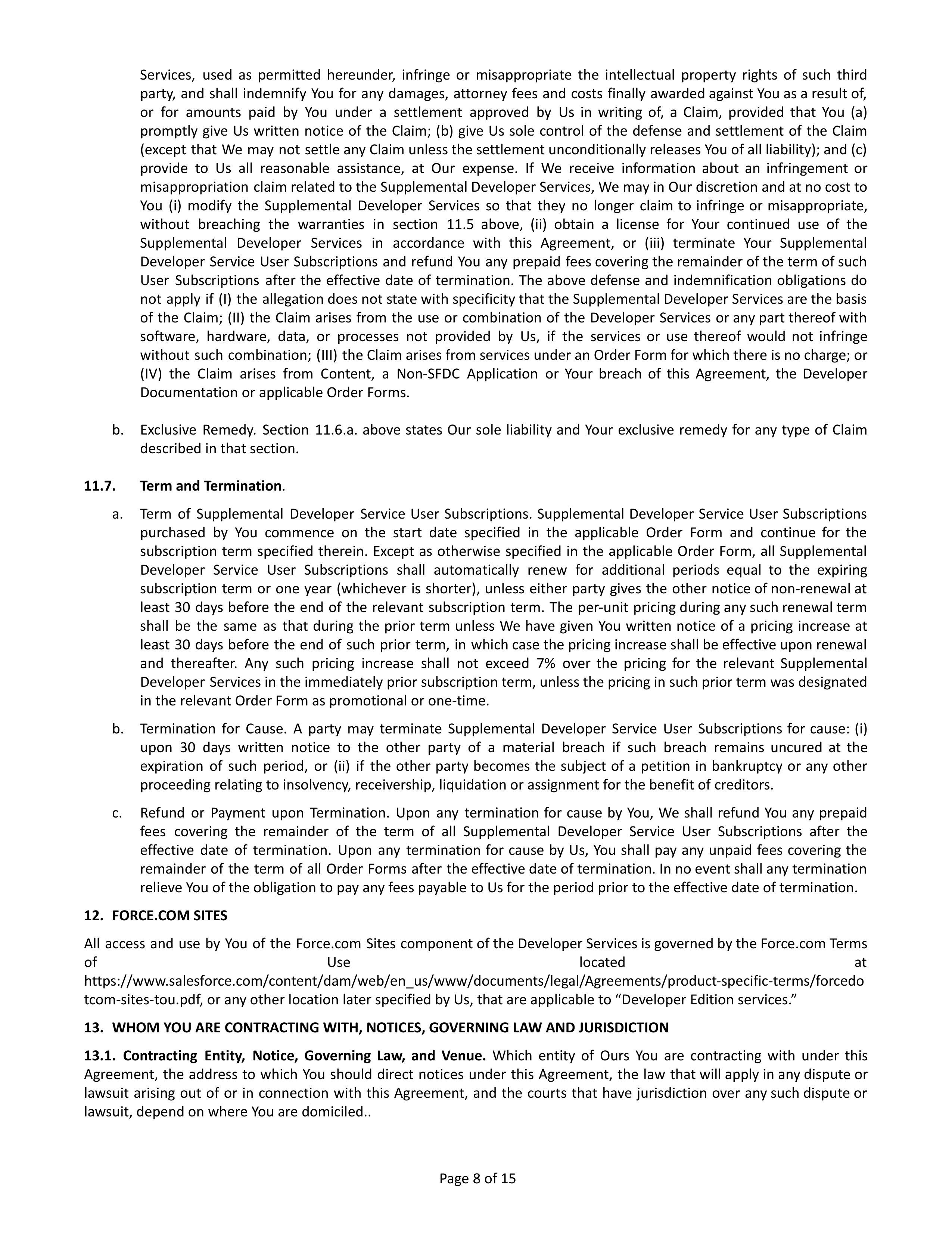 Salesforce Main Services Agreement — page 8