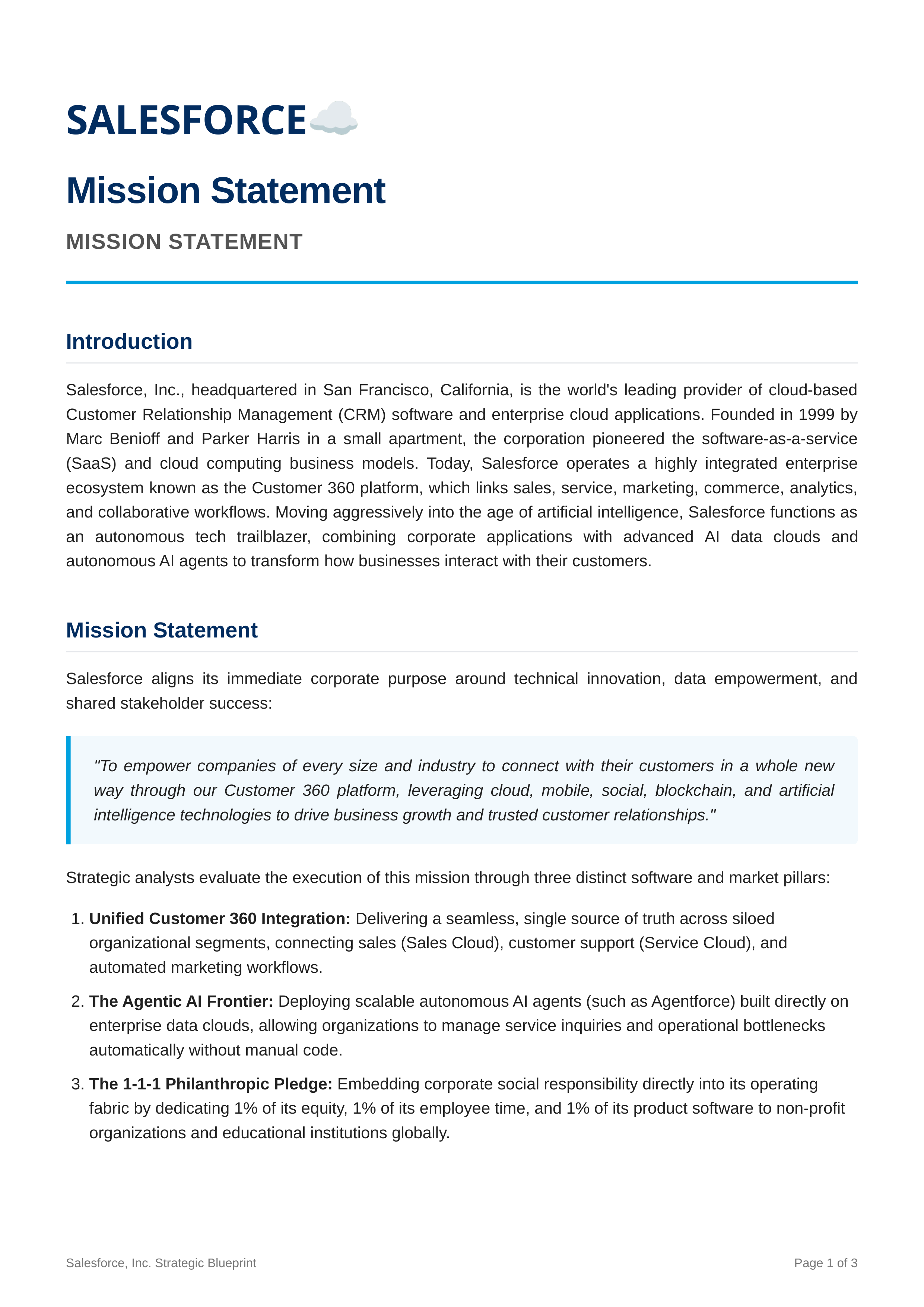 Salesforce Mission Statement — page 1