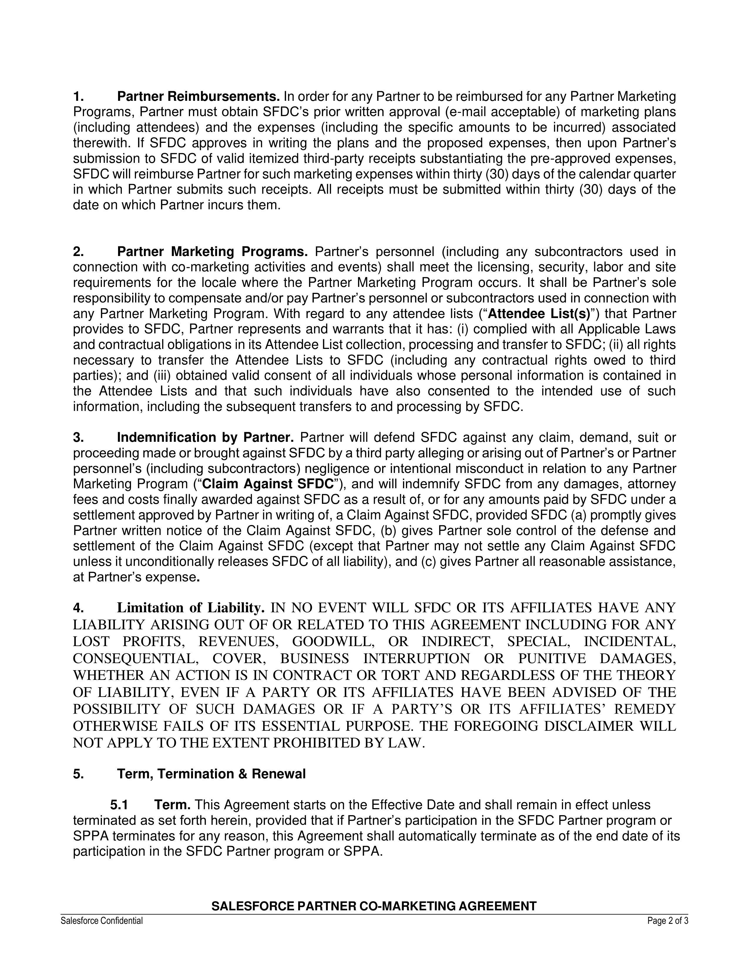 Salesforce Partner Marketing Reimbursement Agreement — page 2