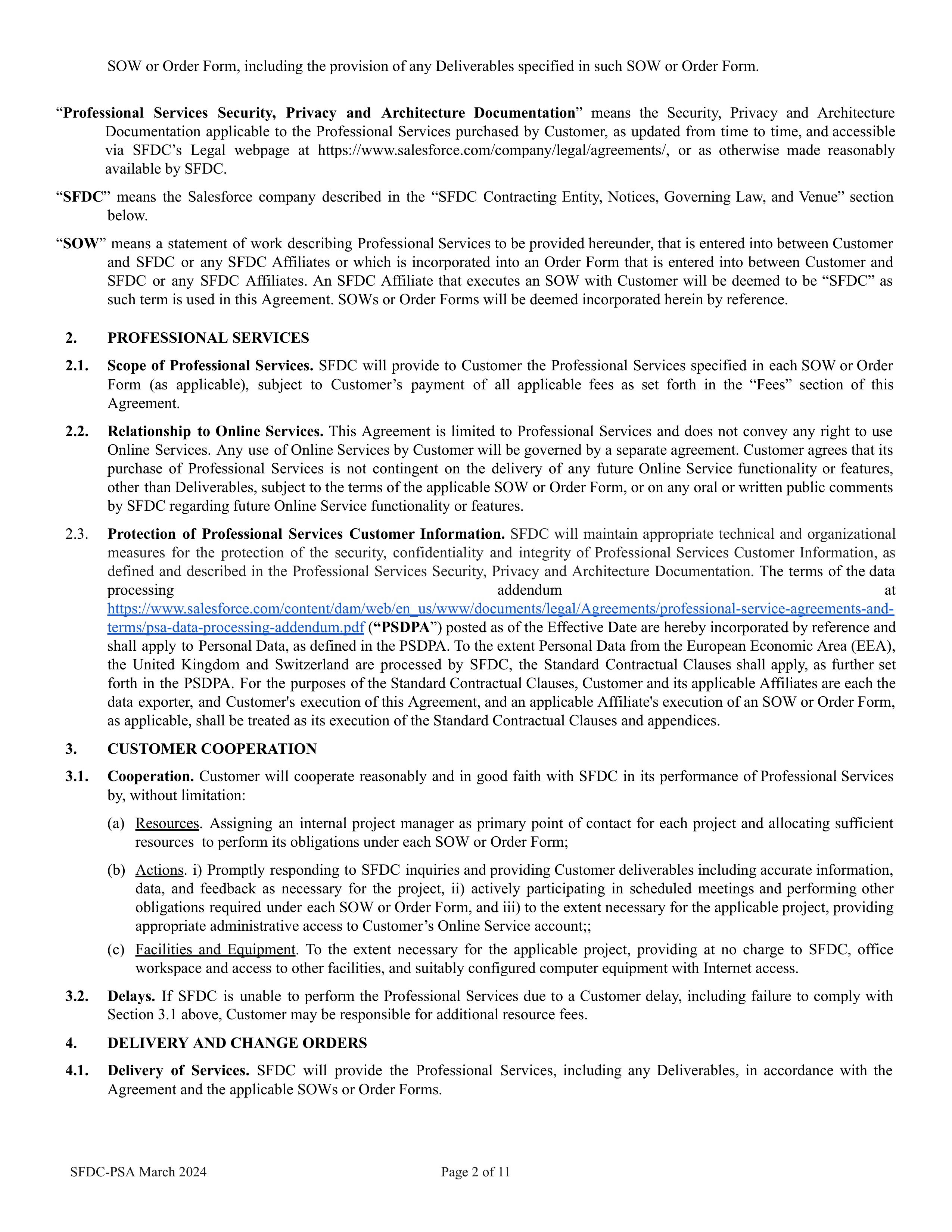 Salesforce Professional Services Agreement — page 2