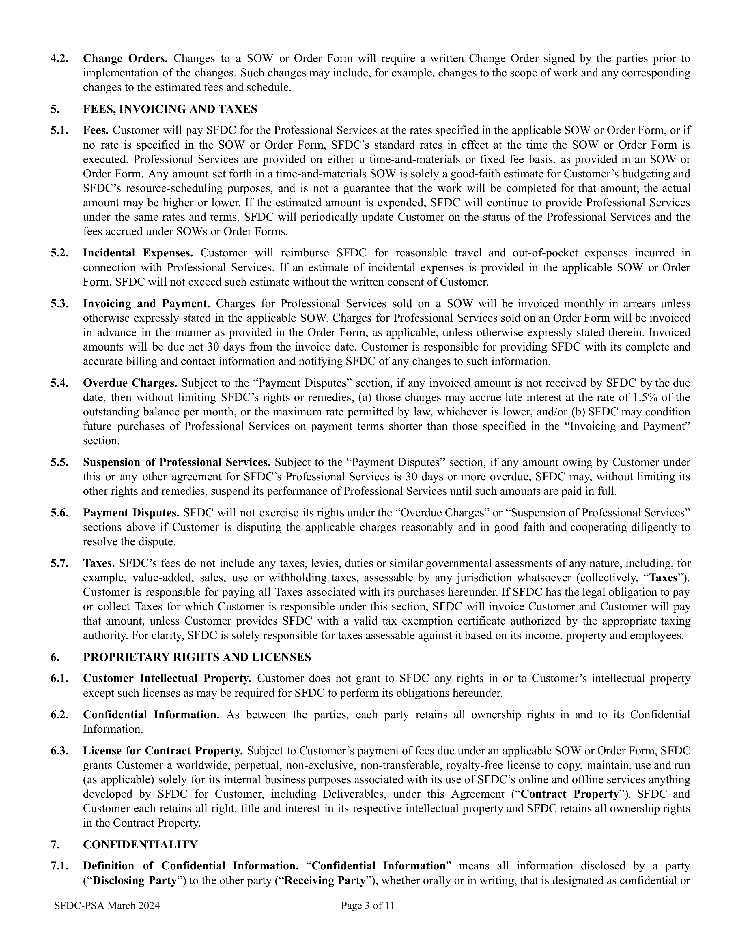 Salesforce Professional Services Agreement — page 3