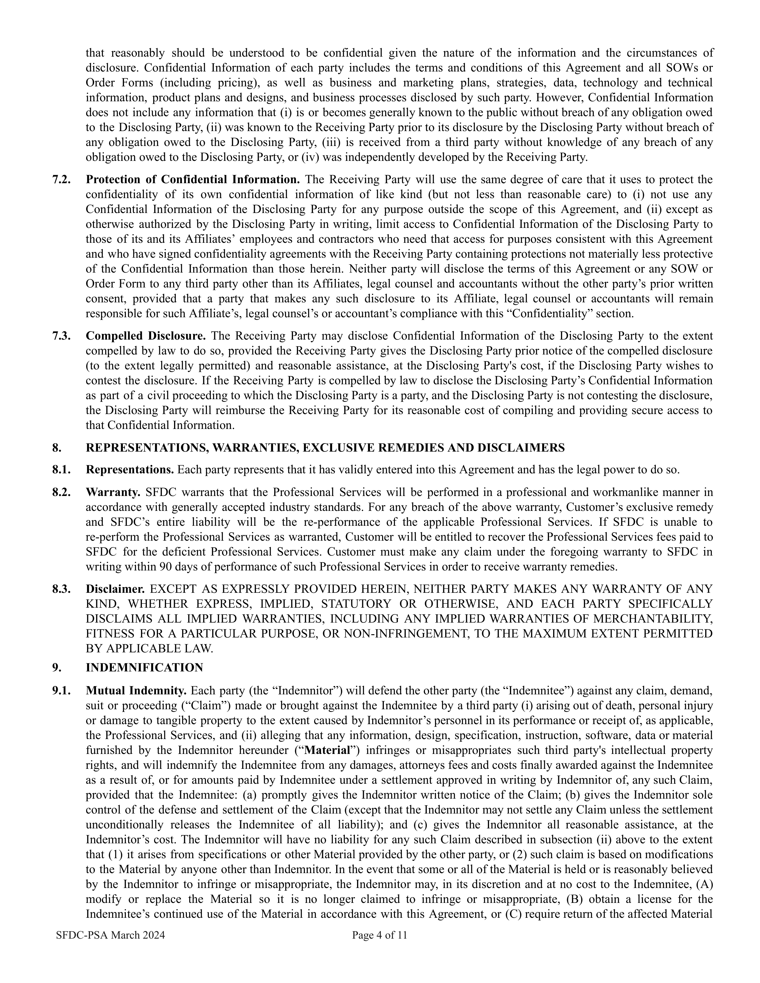 Salesforce Professional Services Agreement — page 4