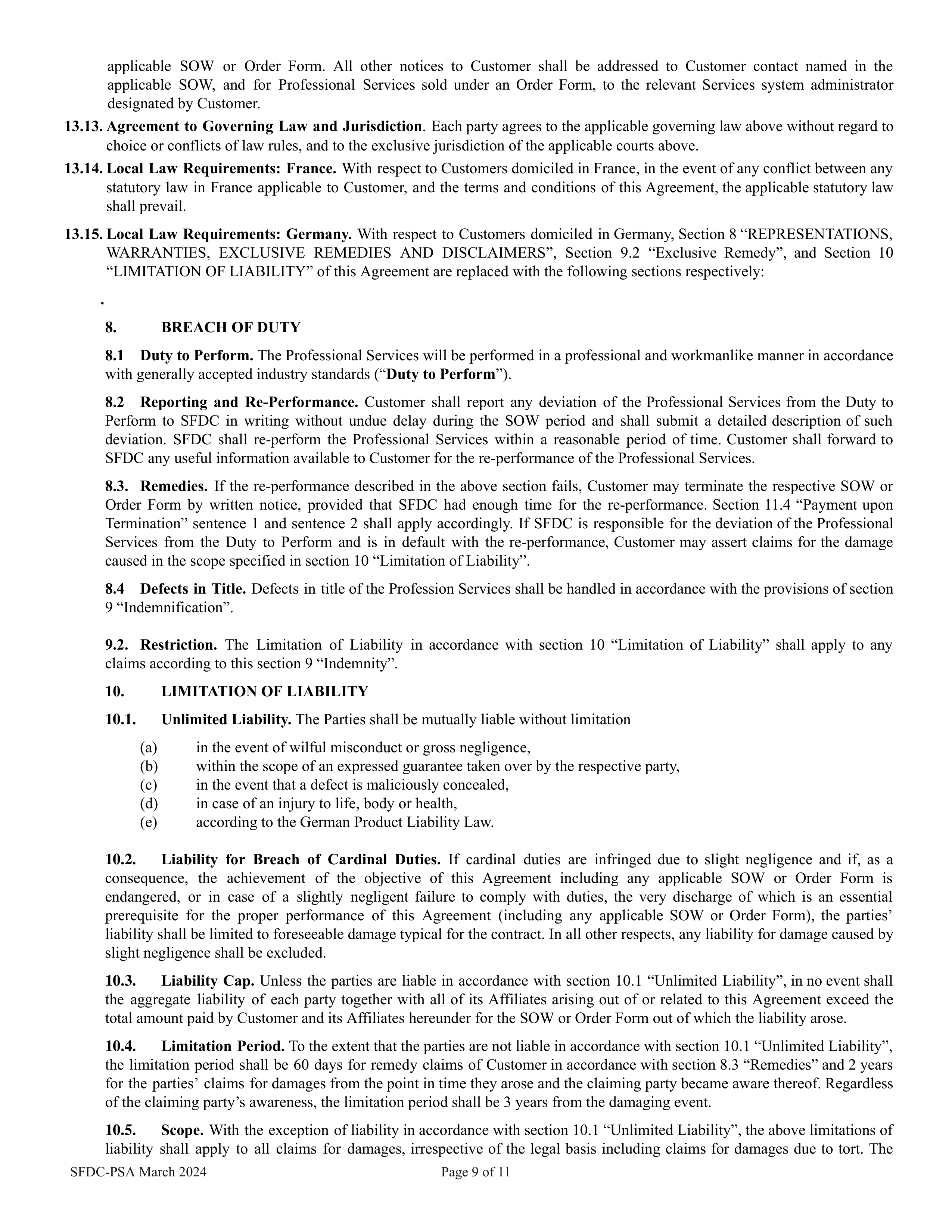 Salesforce Professional Services Agreement — page 9