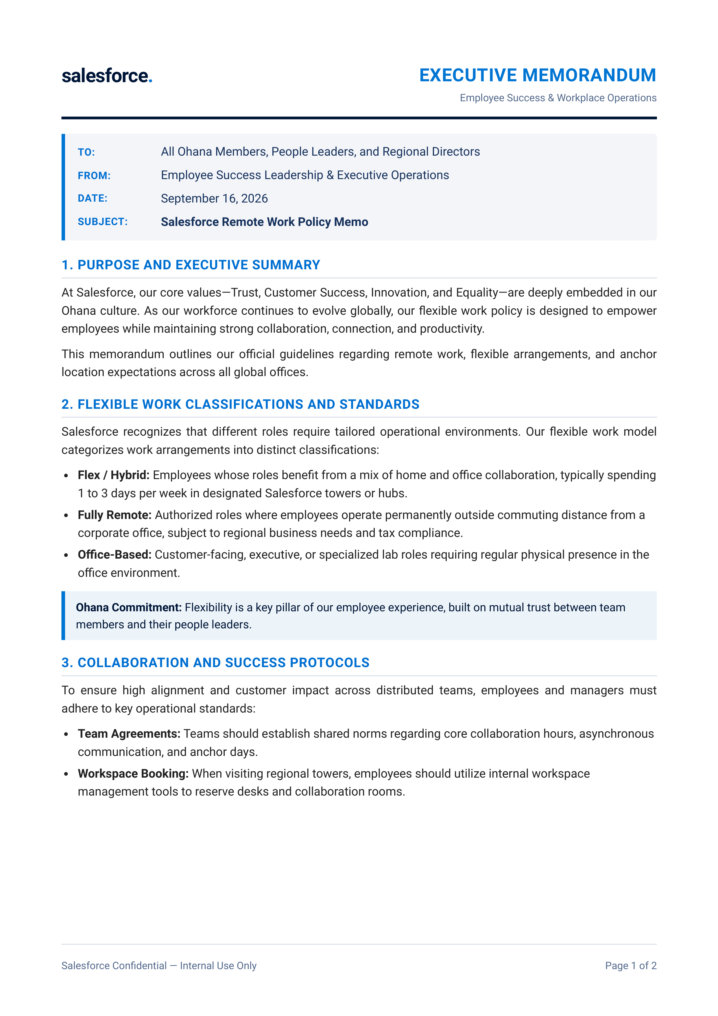 Salesforce Remote Work Policy Memo — page 1