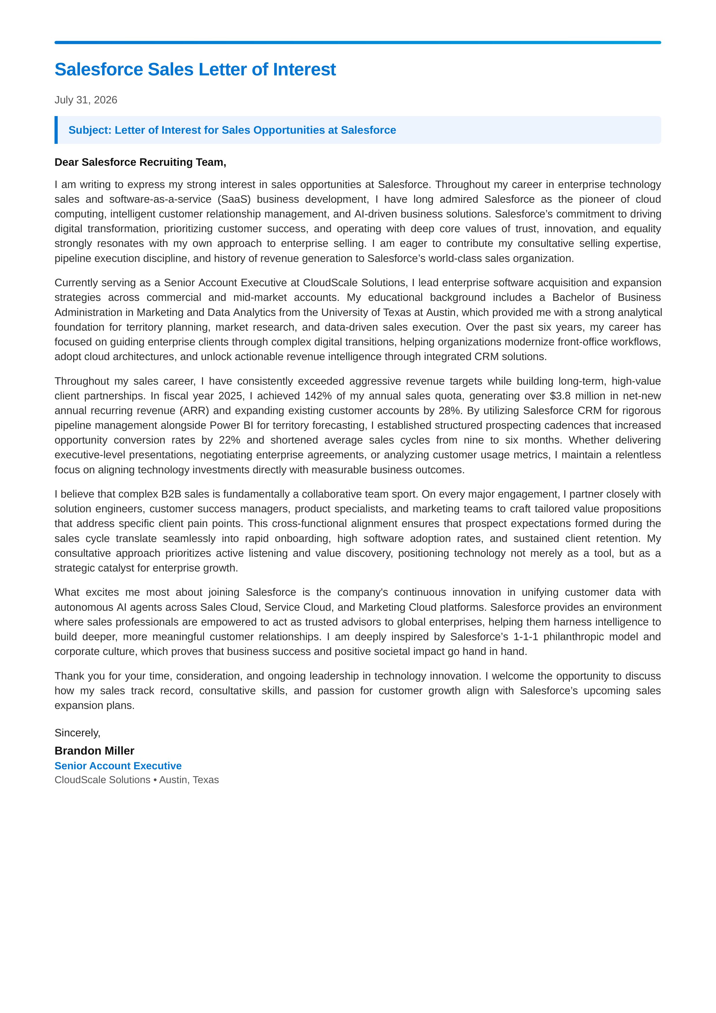 Salesforce Sales Letter of Interest — page 1