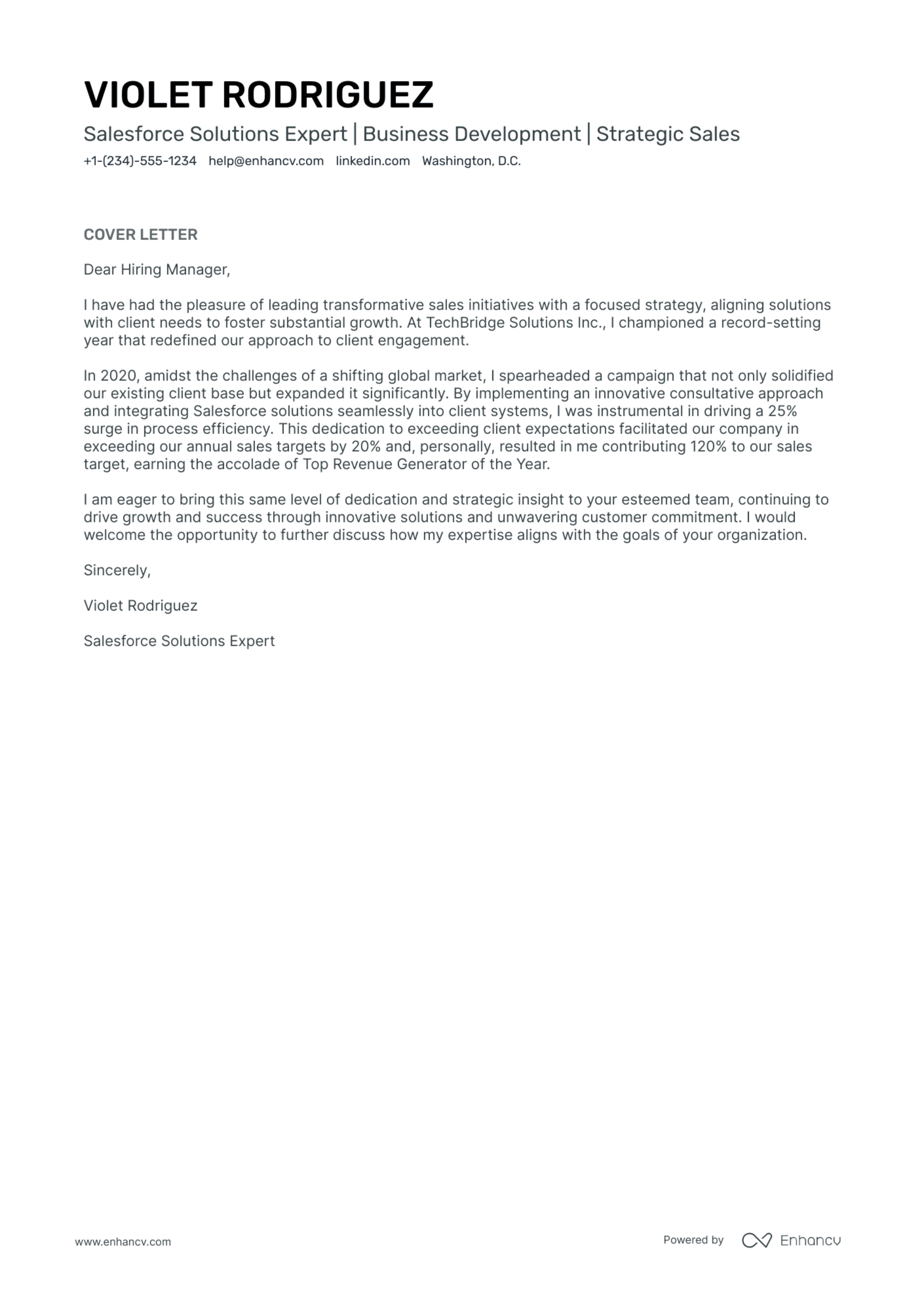 Salesforce Solution Expert Cover Letter — page 1