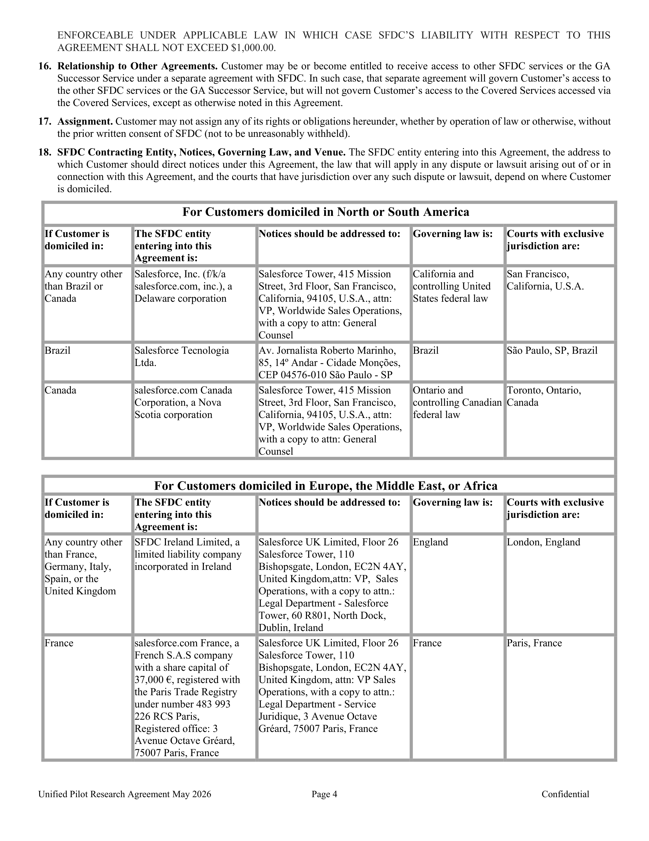Salesforce Unified Pilot Research Agreement — page 4