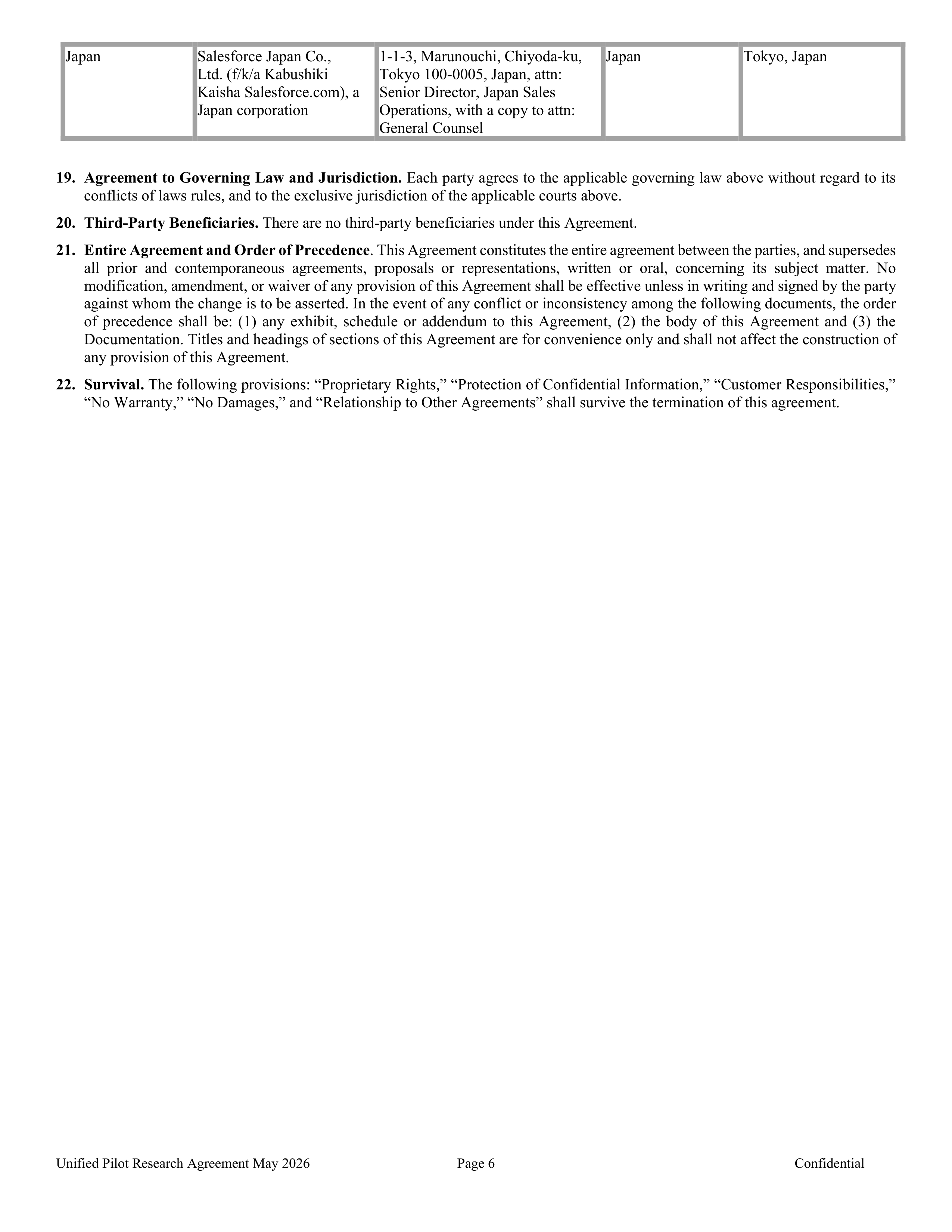 Salesforce Unified Pilot Research Agreement — page 6