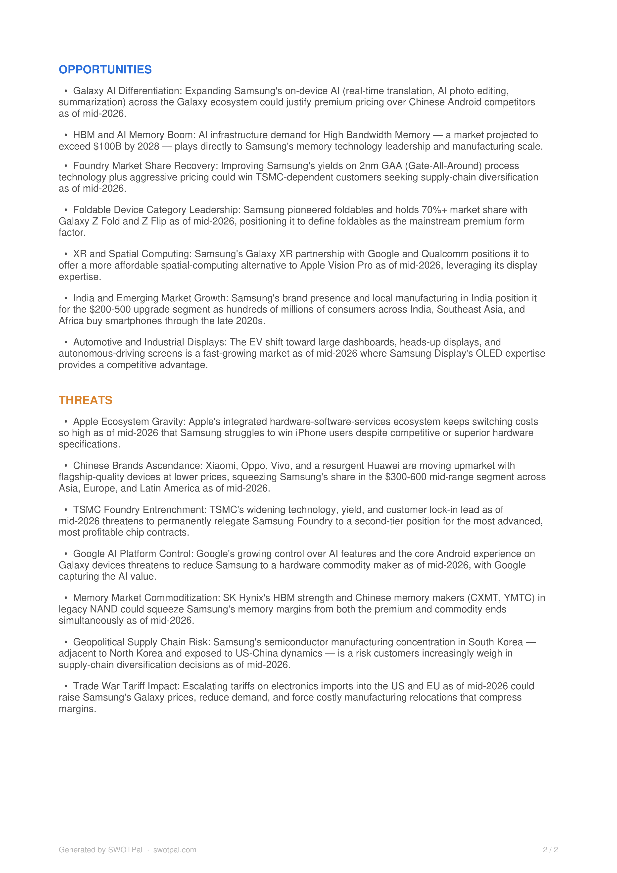 Samsung Swot Analysis  — page 2