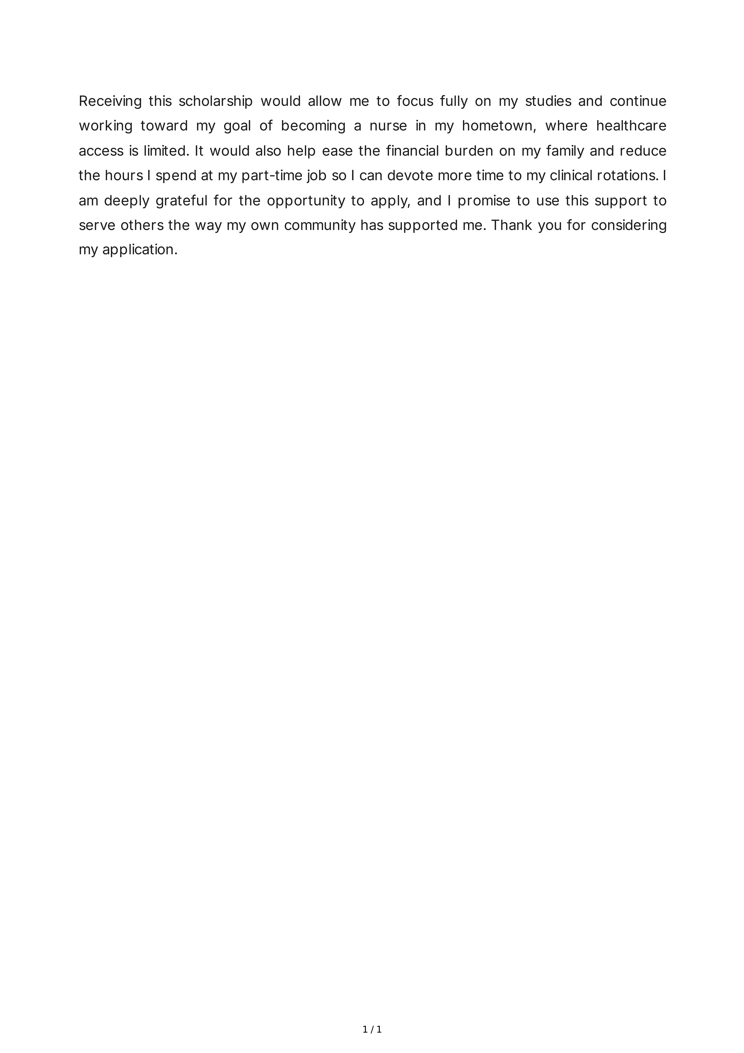 Scholarship Essay Conclusion Paragraph — page 1