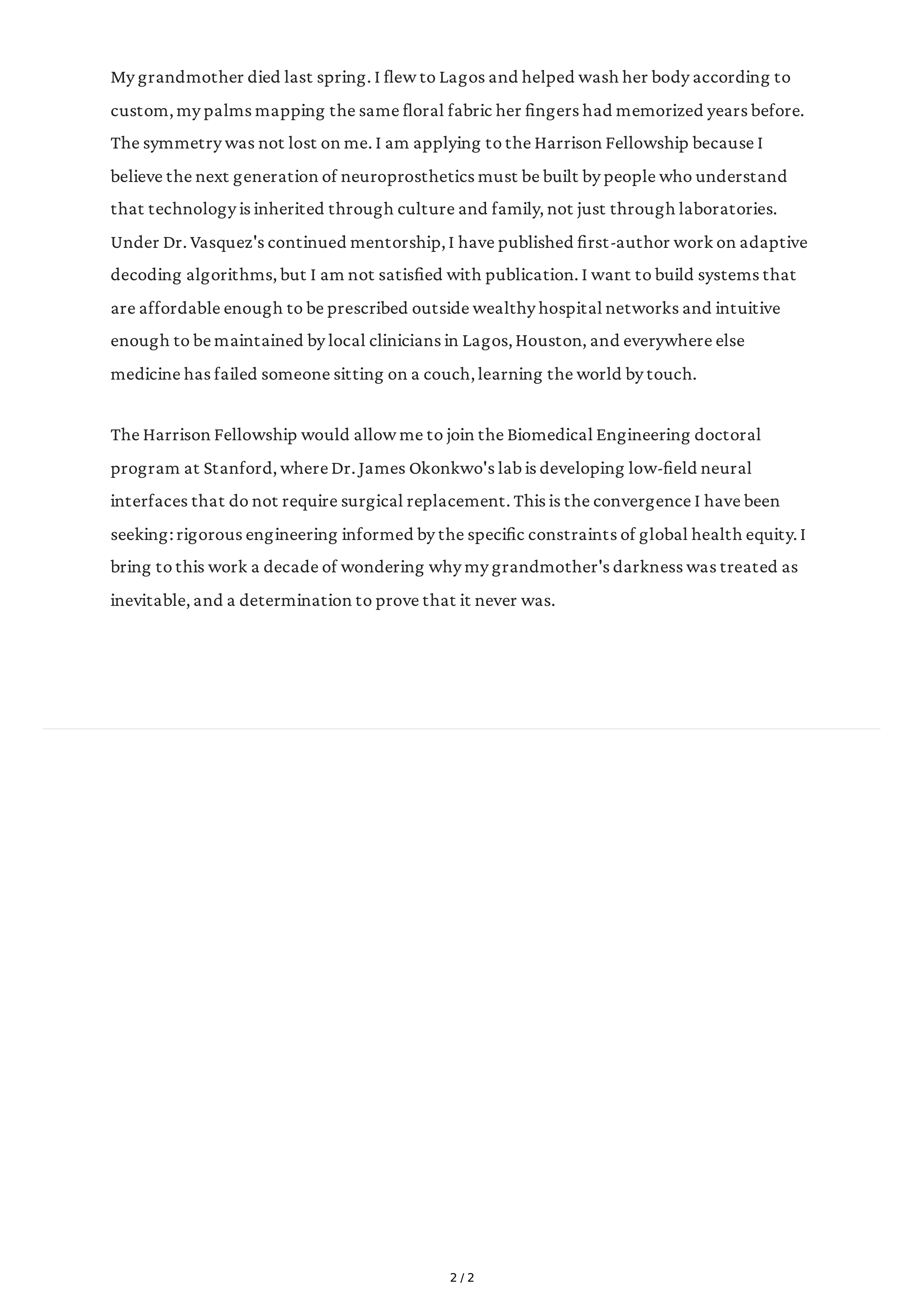Scholarship Personal Statement — page 2