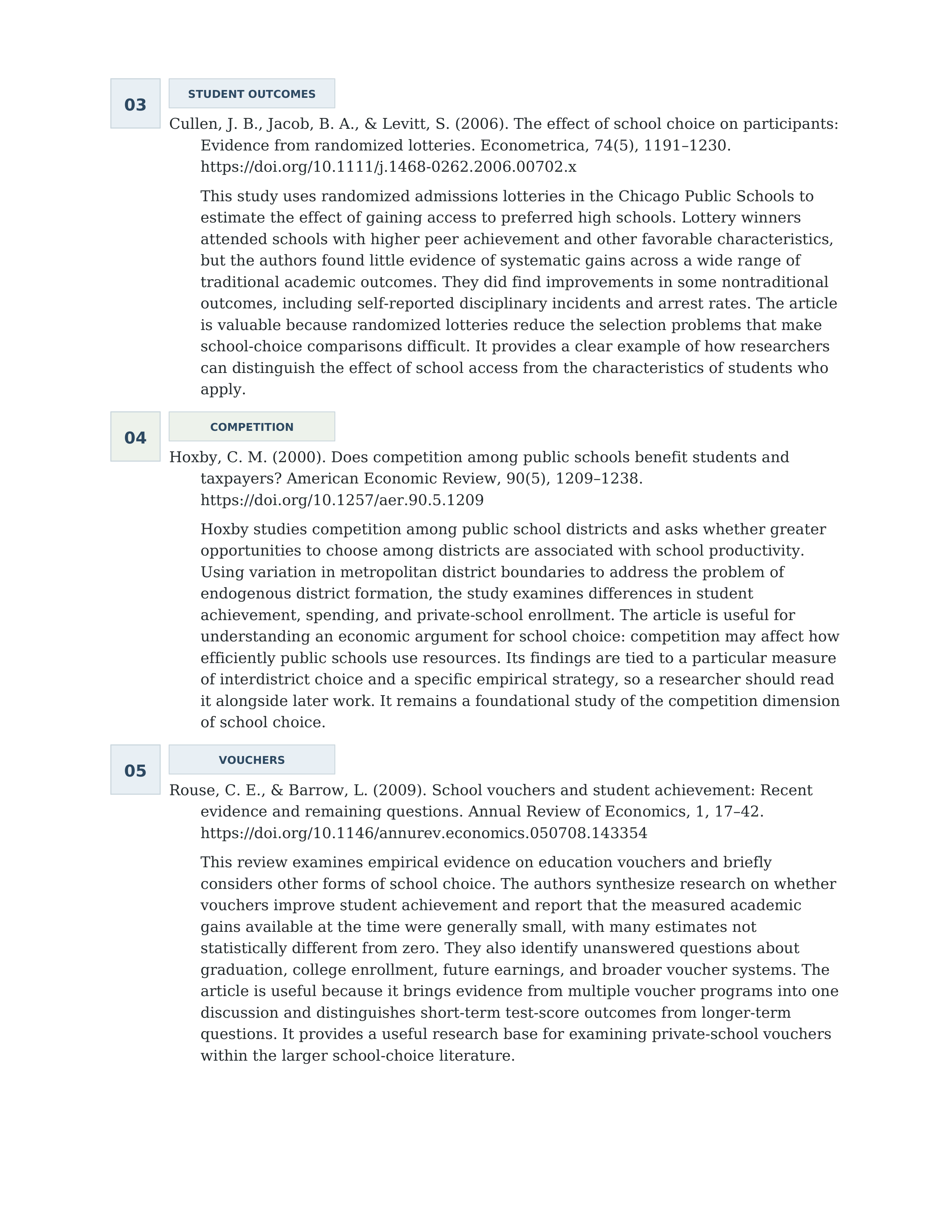 School Choice Annotated Bibliography — page 2