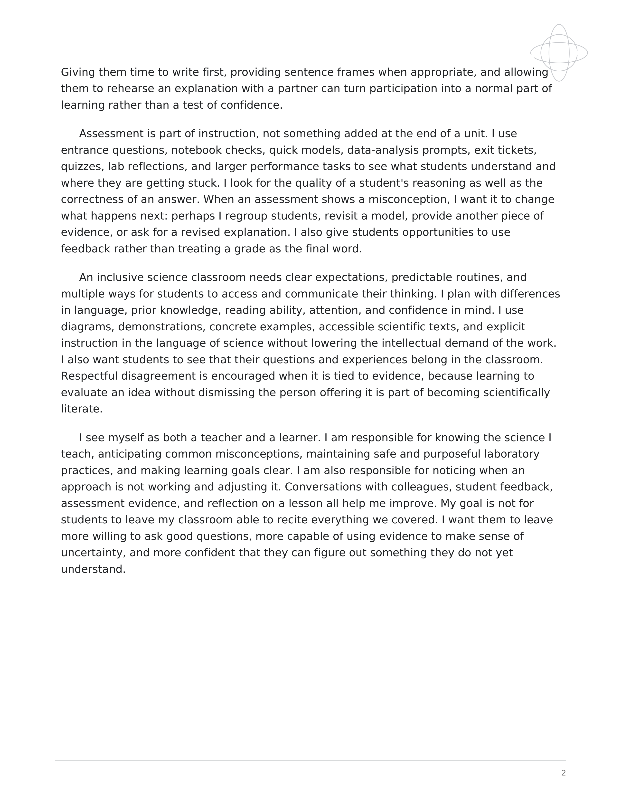 Science Teacher Teaching Philosophy — page 2
