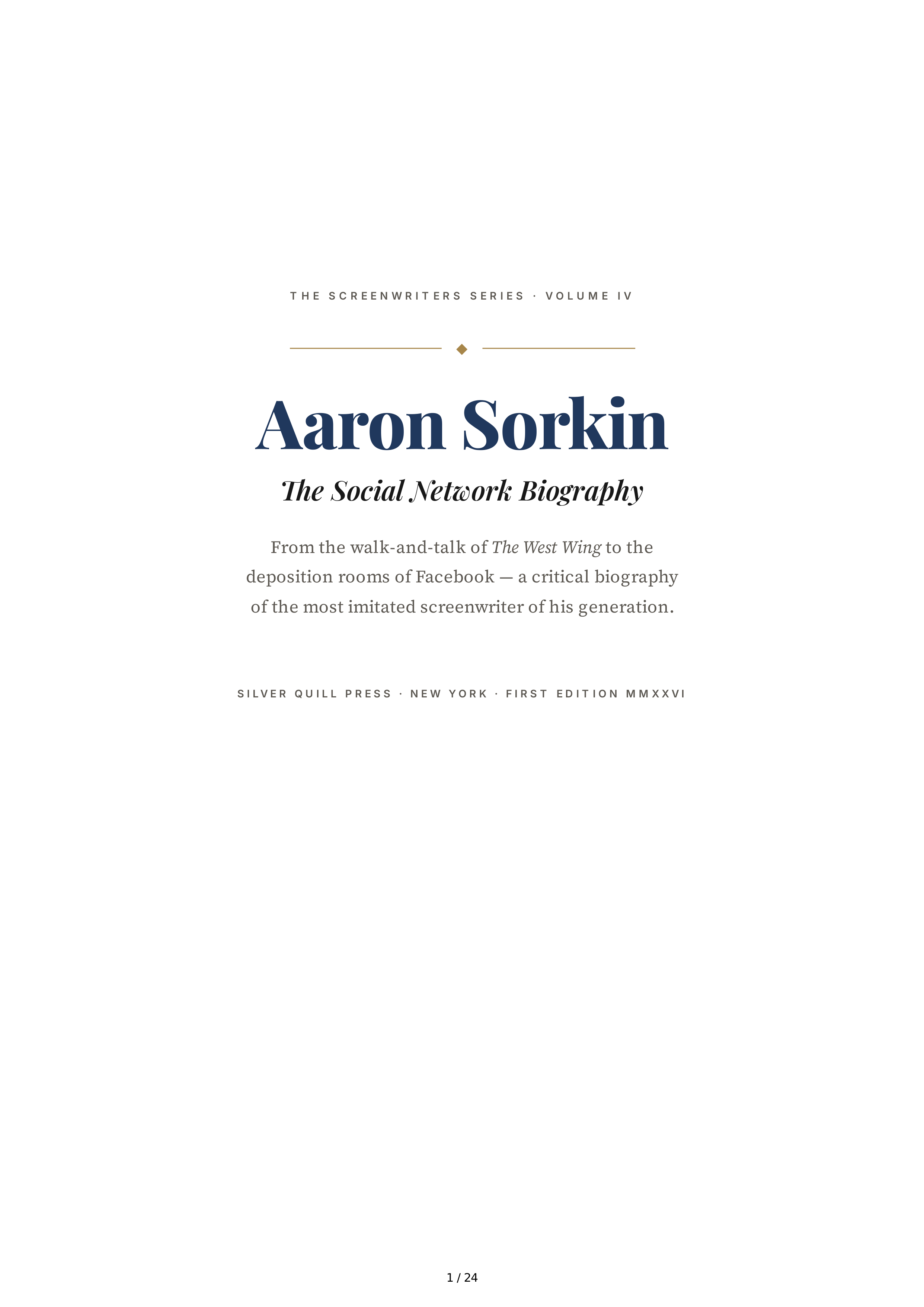 Screenwriter Aaron Sorkin The Social Network Biography — page 1