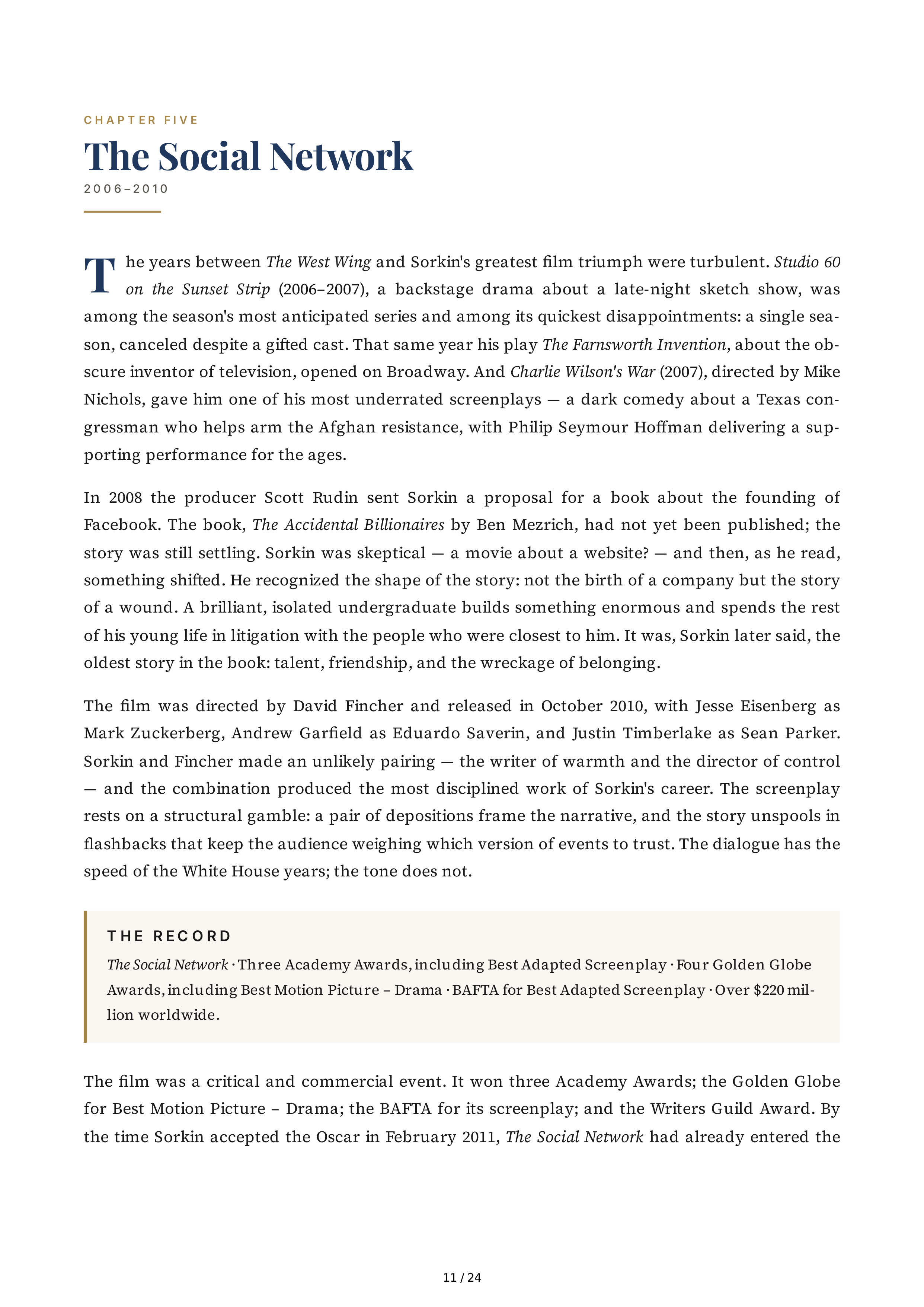 Screenwriter Aaron Sorkin The Social Network Biography — page 11