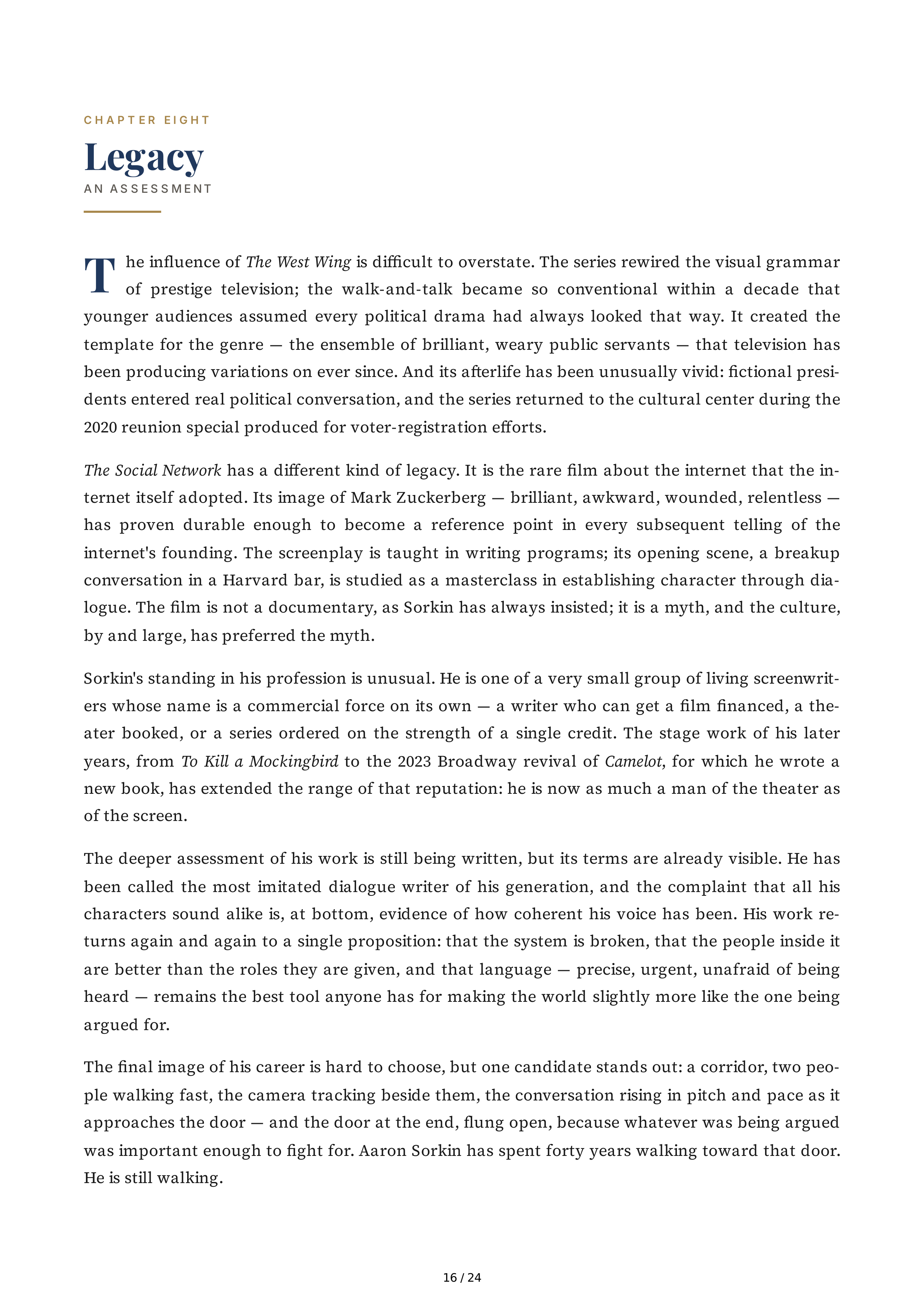 Screenwriter Aaron Sorkin The Social Network Biography — page 16