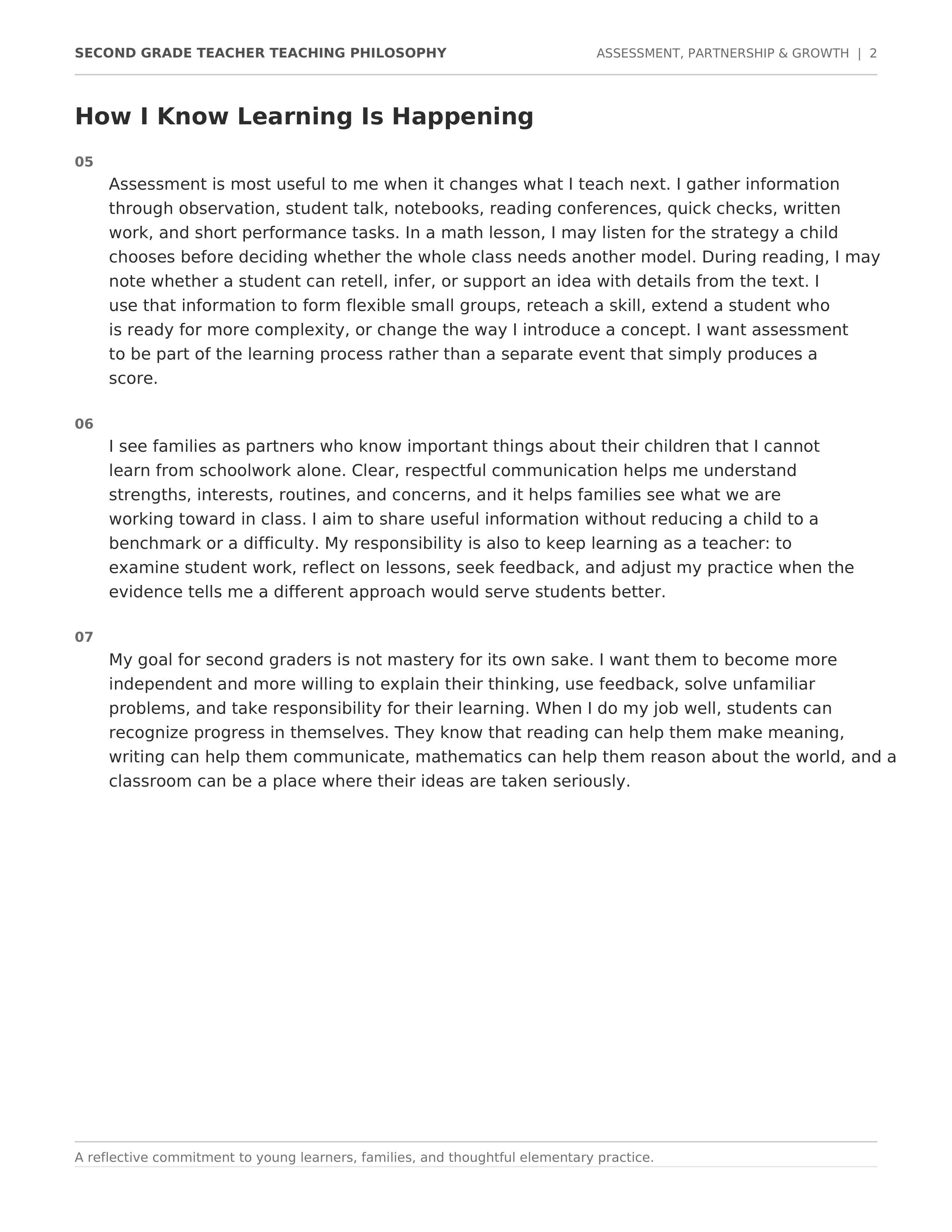 Second Grade Teacher Teaching Philosophy — page 2