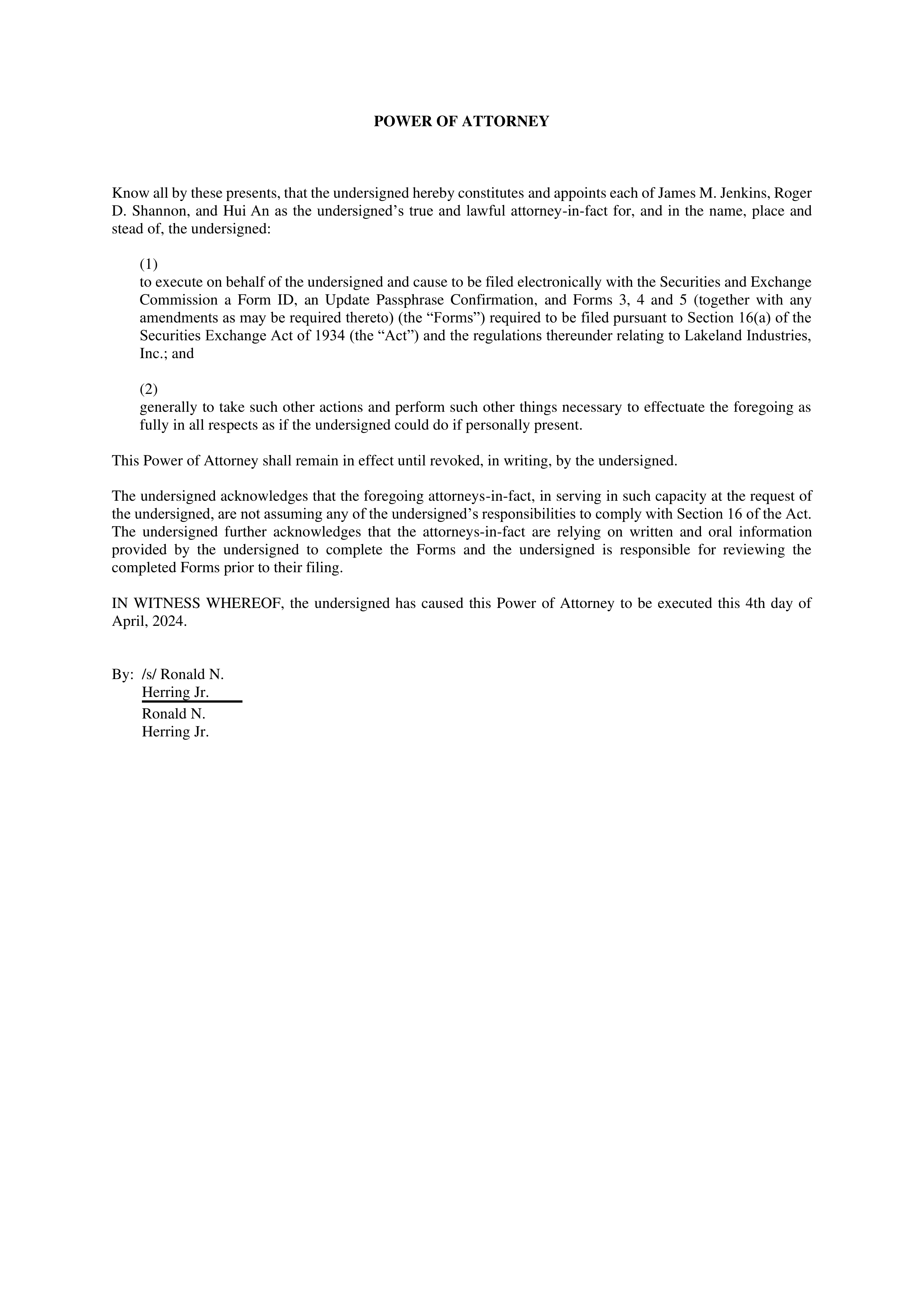 Section 16 Power of Attorney — page 1