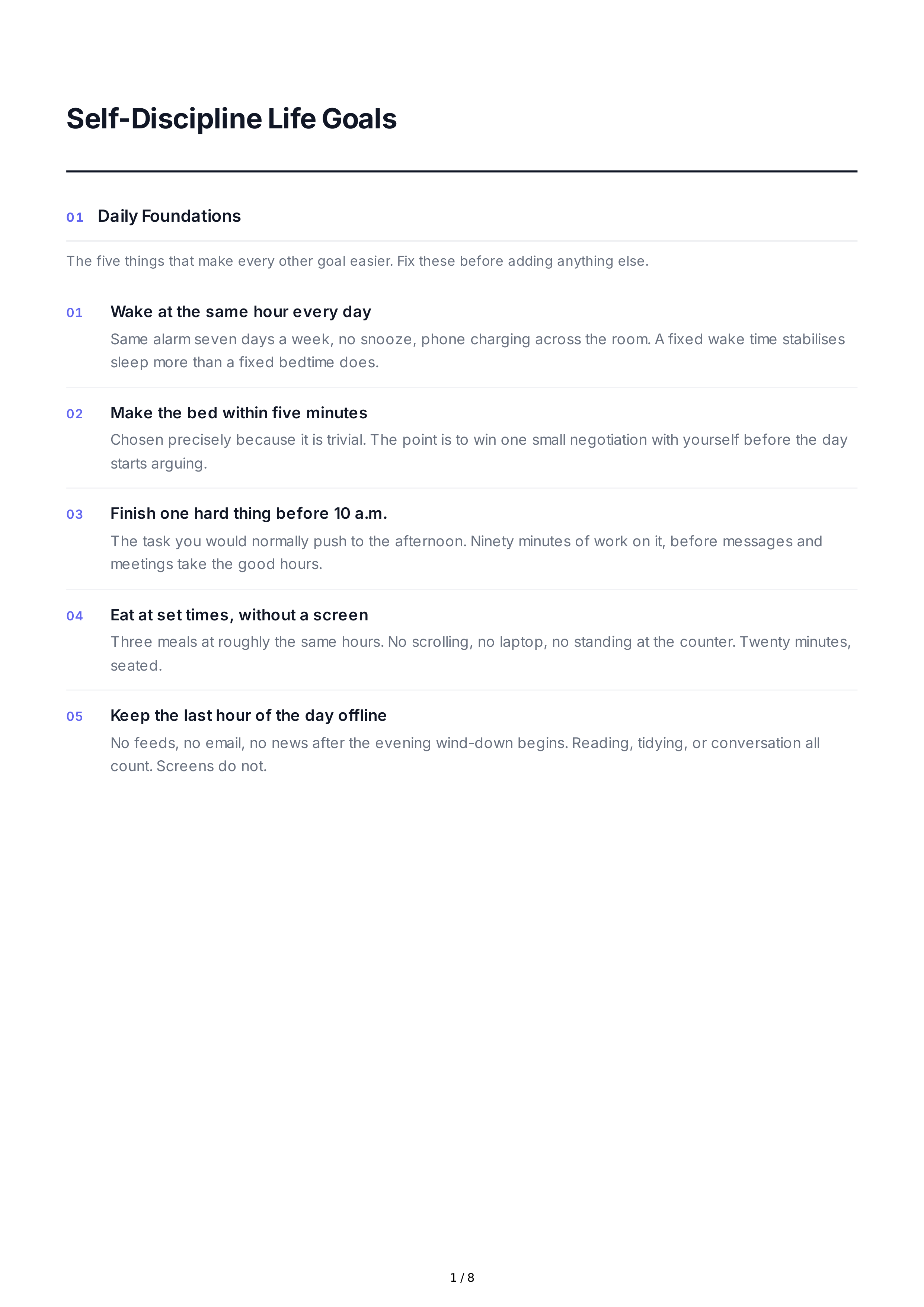 Self-Confidence Life Goals — page 1