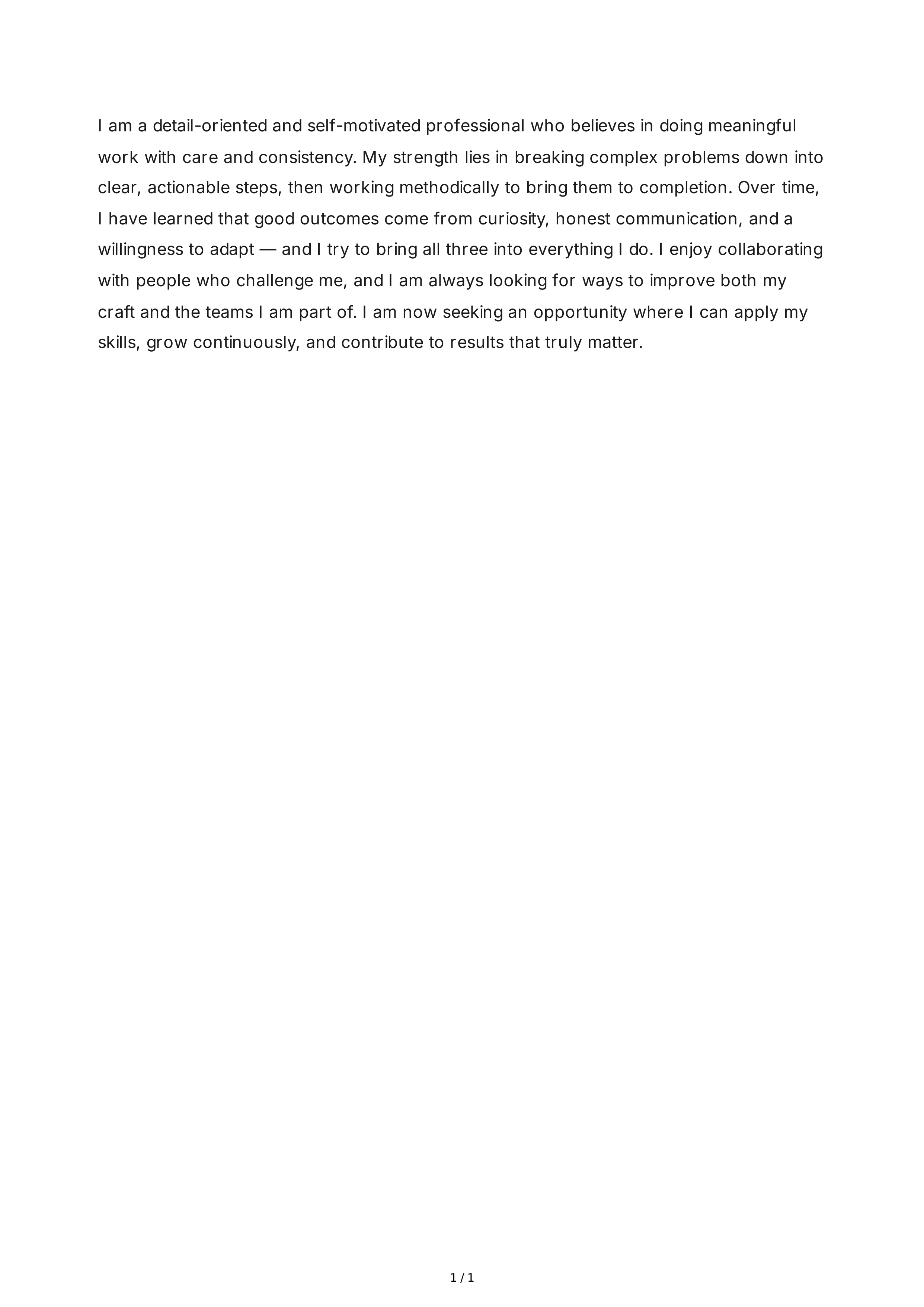 Self Introduction Paragraph — page 1