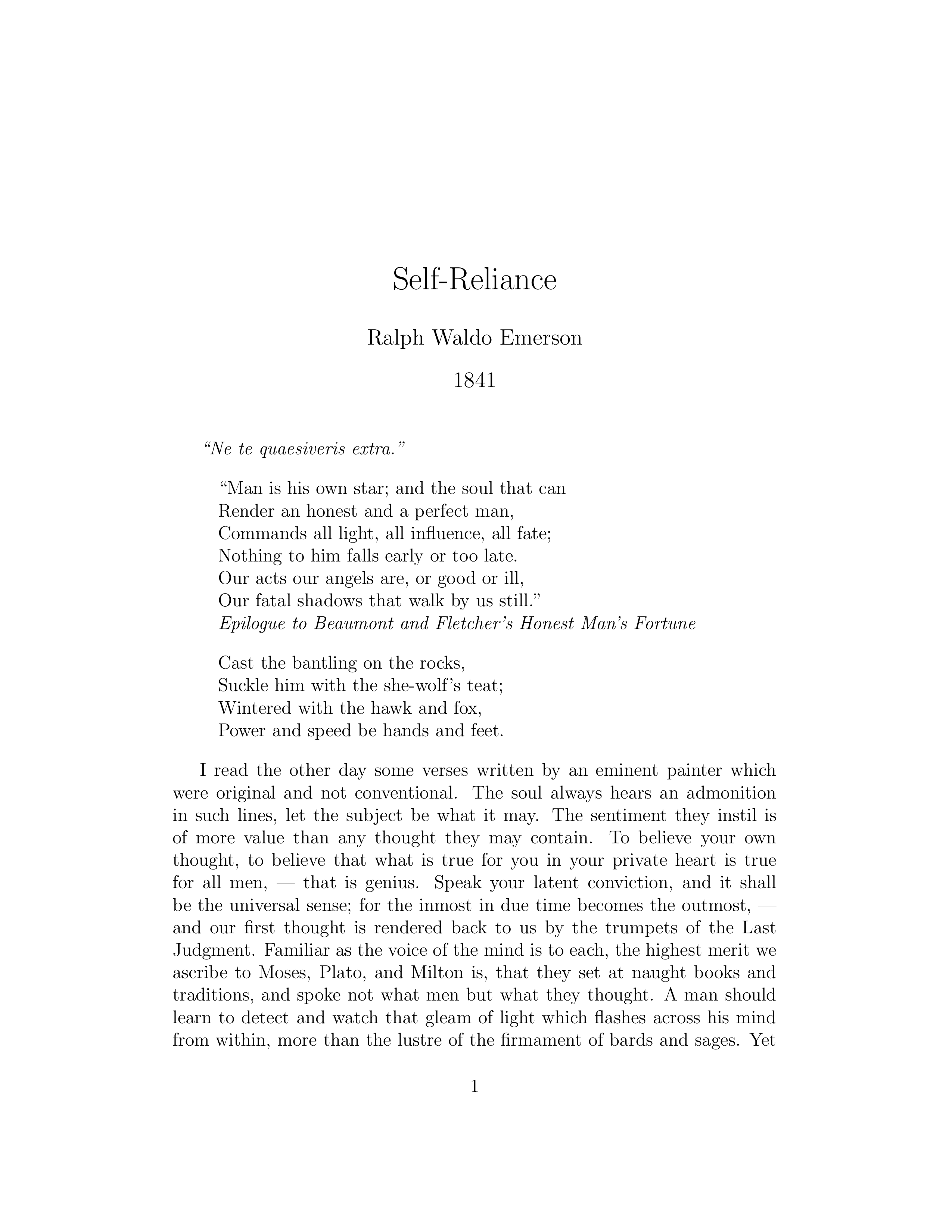 Self-Reliance Essay — page 1