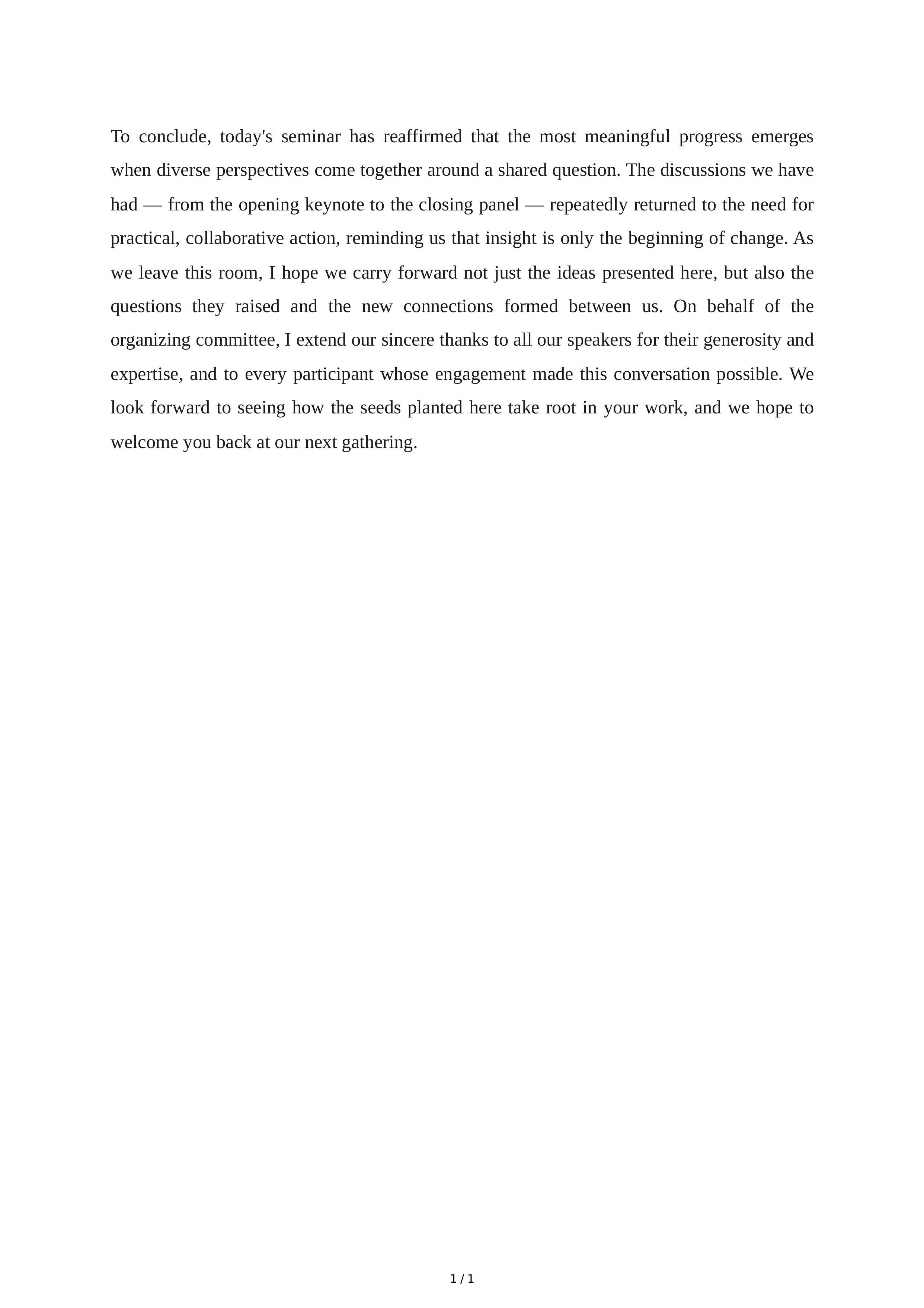 Seminar Conclusion Paragraph — page 1
