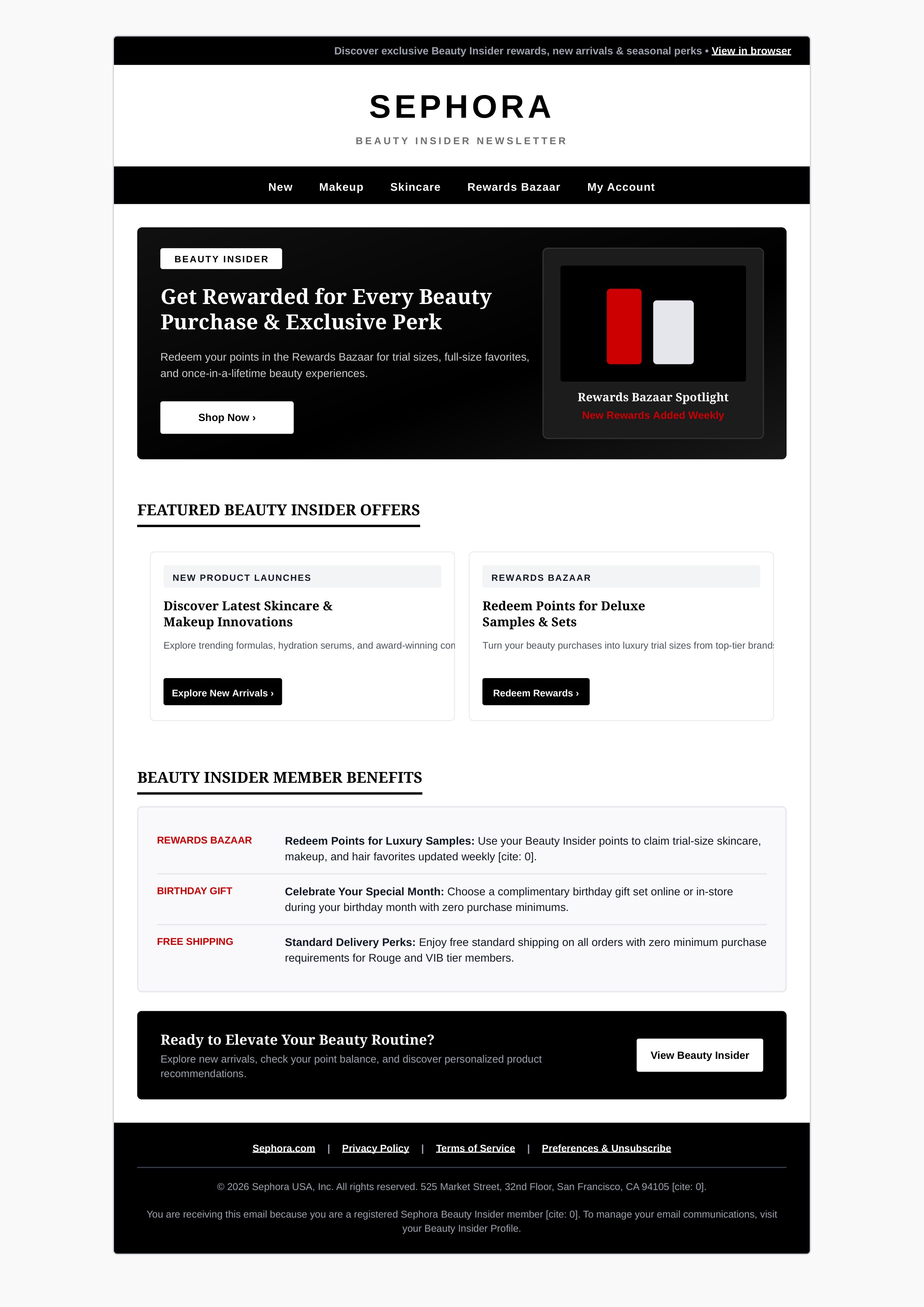 Sephora Beauty Insider Email Newsletter — page 1