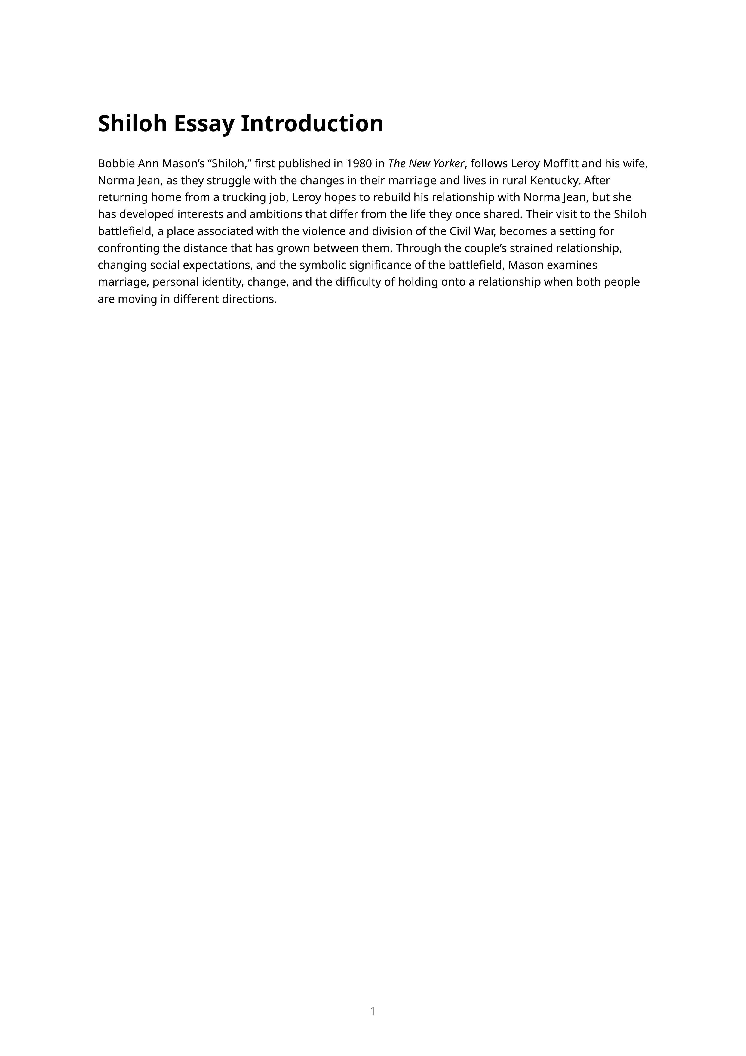 Shiloh Essay Introduction — page 1