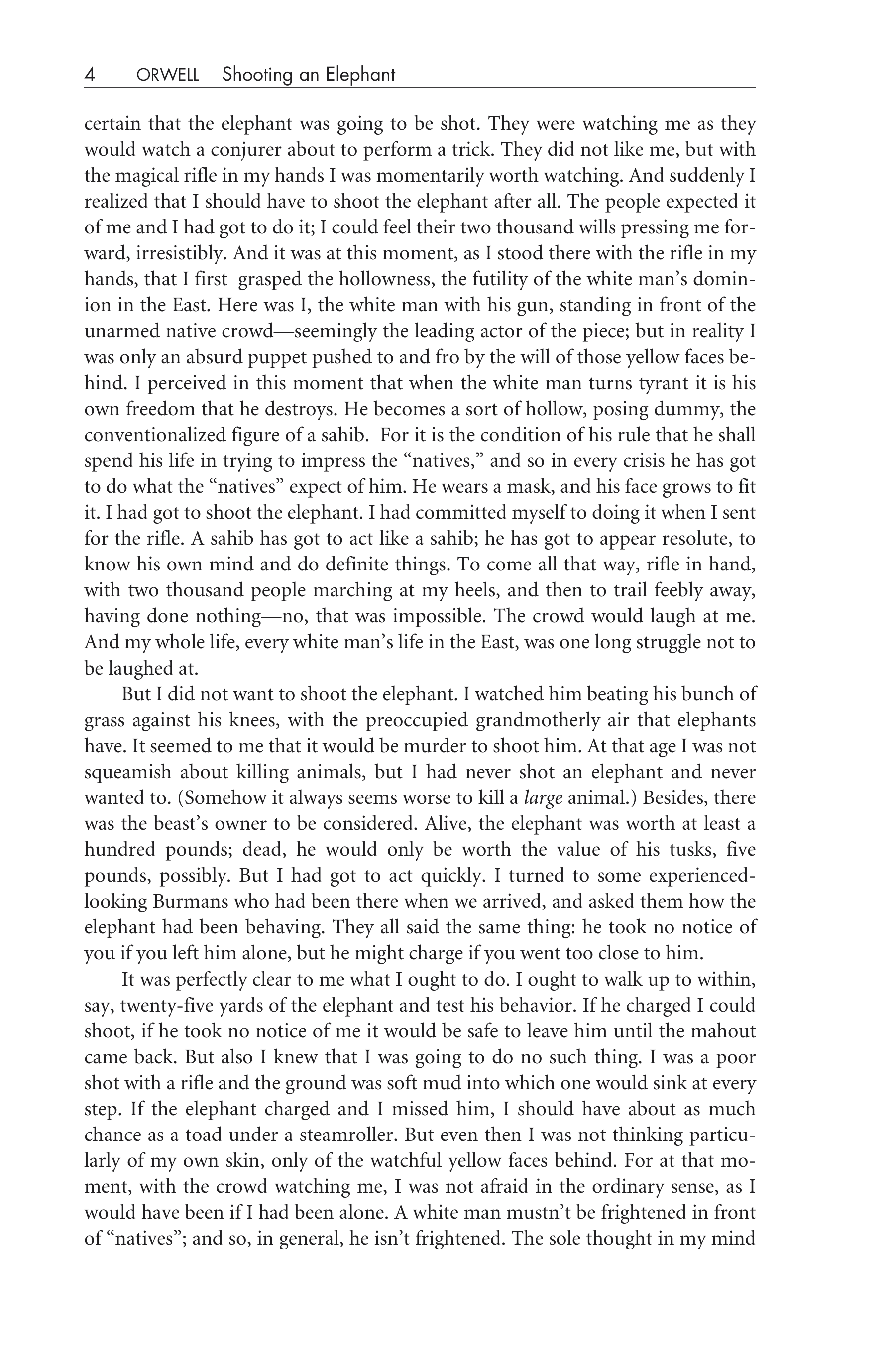 Shooting an Elephant Essay — page 4