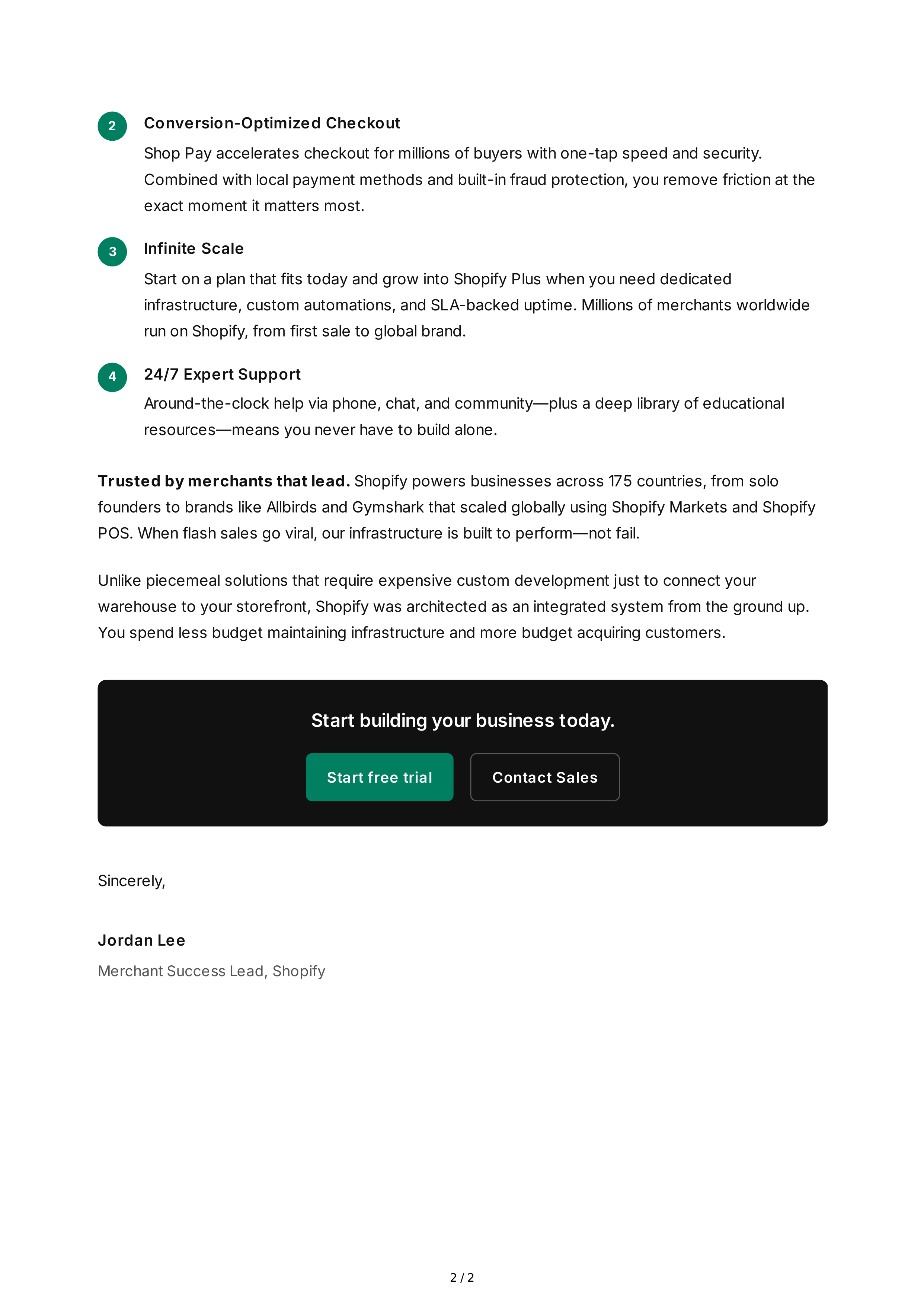 Shopify Sales Letter — page 2
