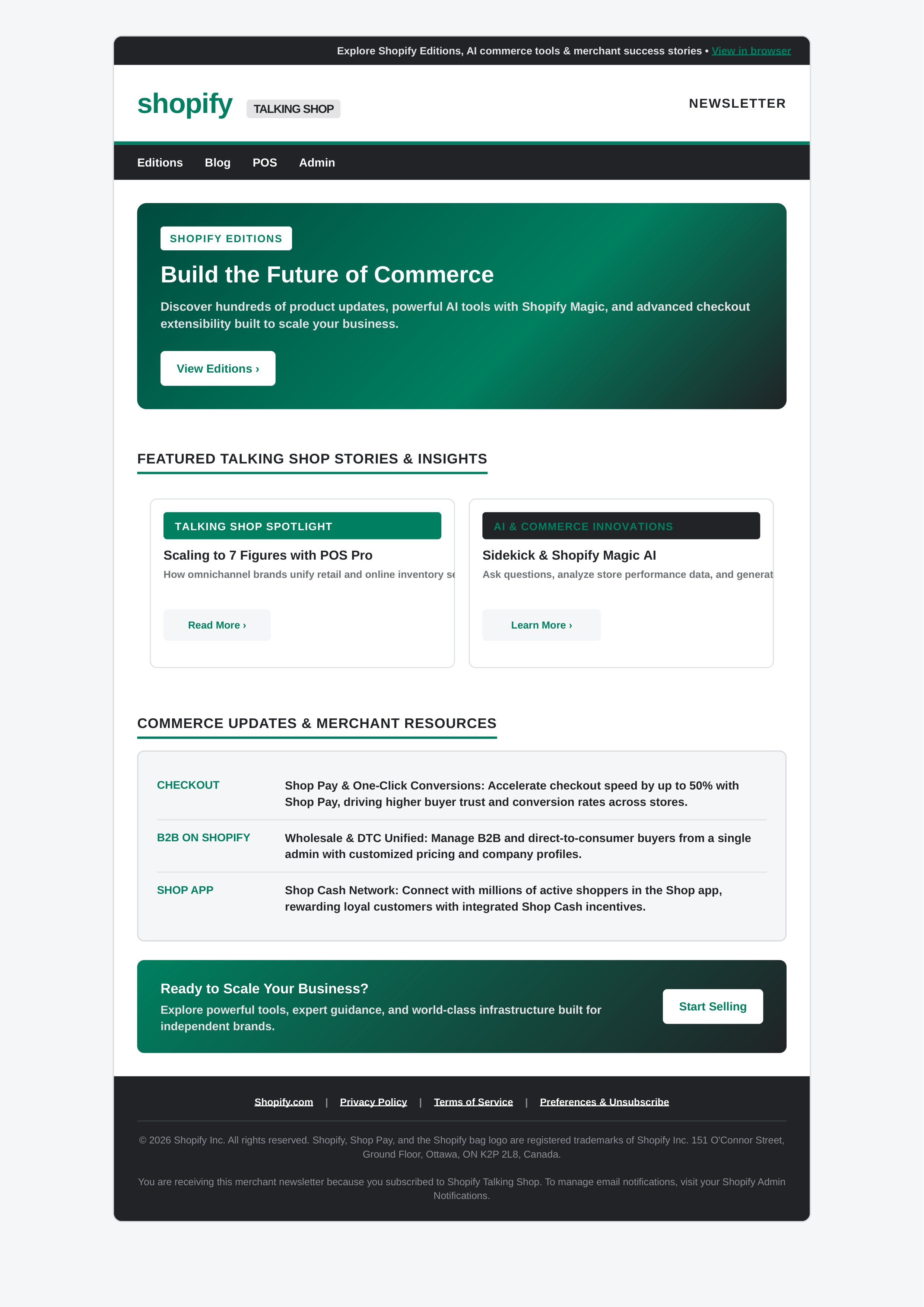 Shopify Talking Shop Email Newsletter — page 1
