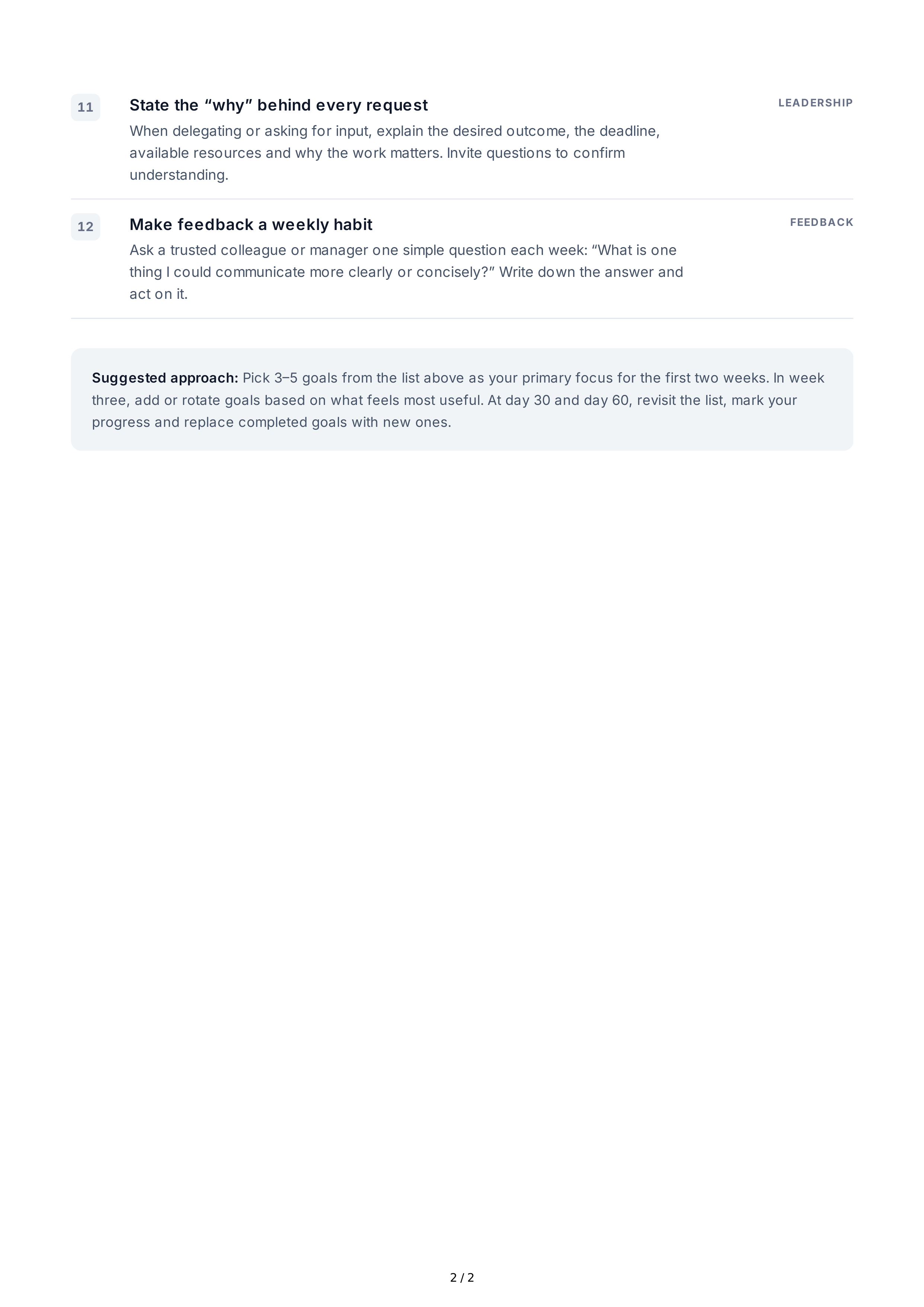 Short-Term Communication Goals — page 2
