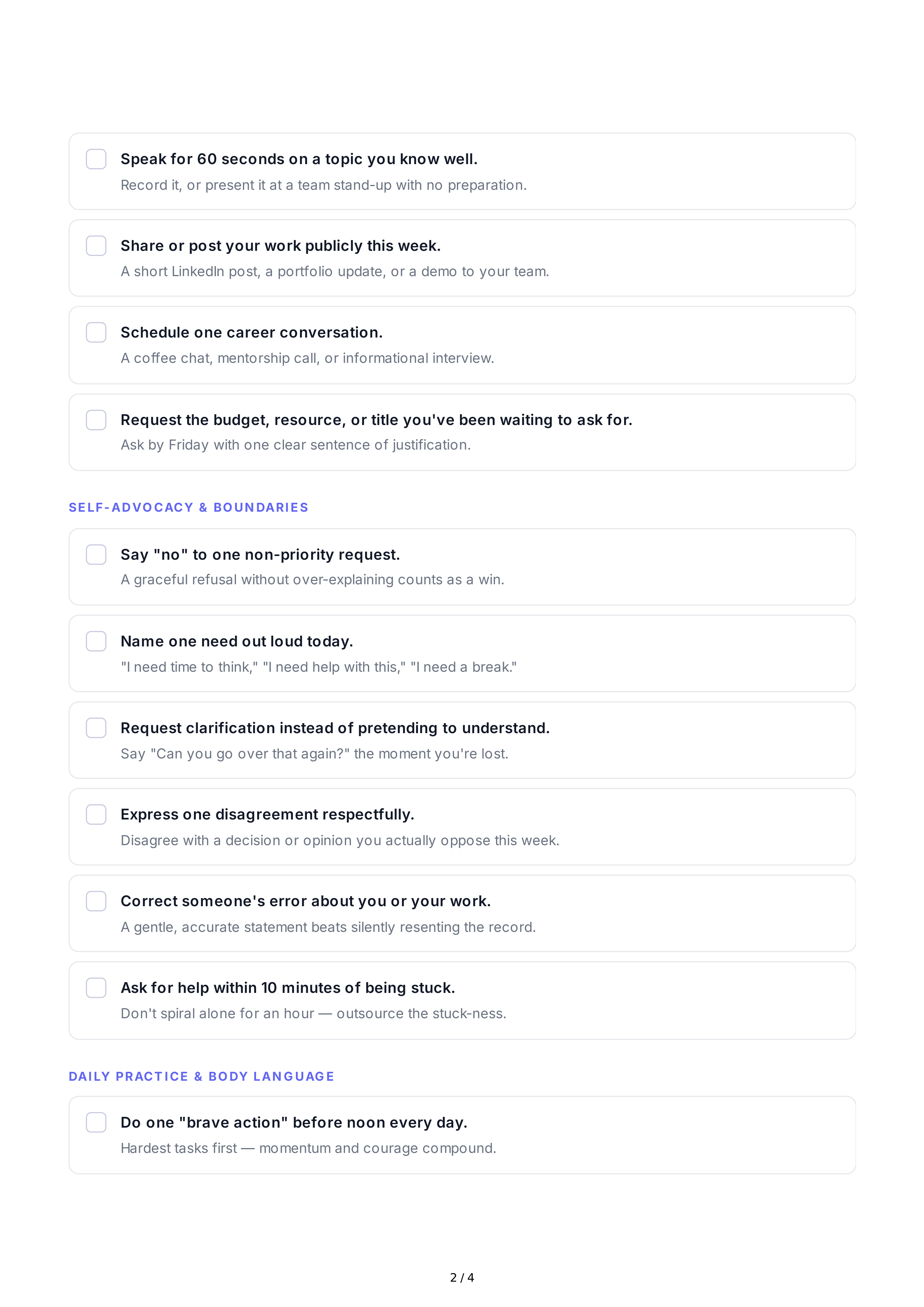 Short-Term Confidence Goals — page 2