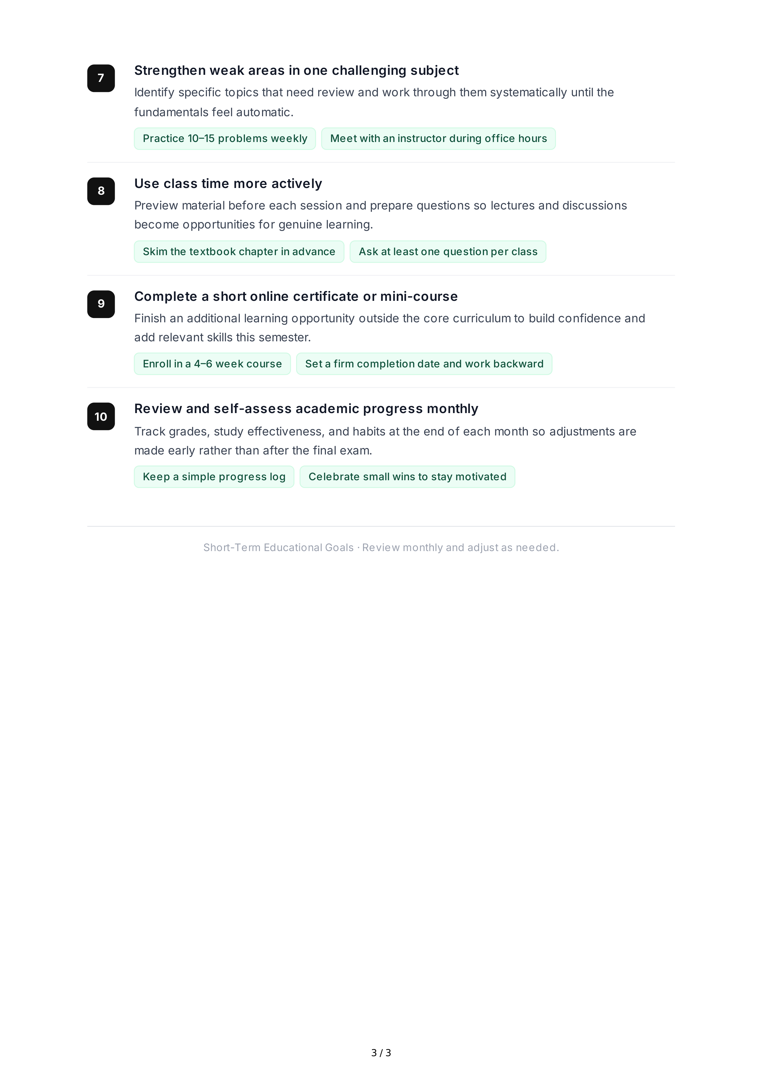 Short-Term Educational Goals — page 3