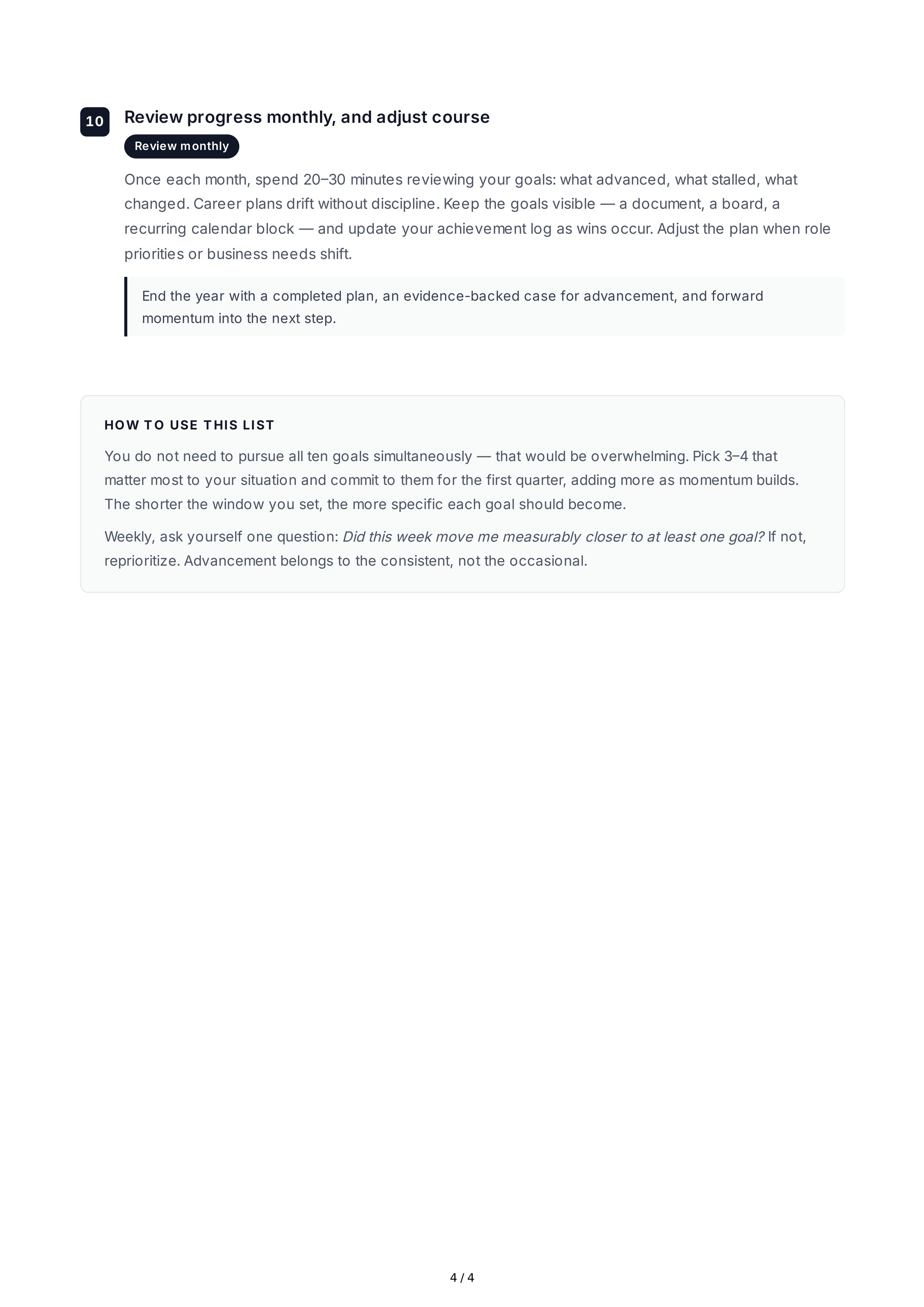 Short-Term Goals for Career Advancement — page 4