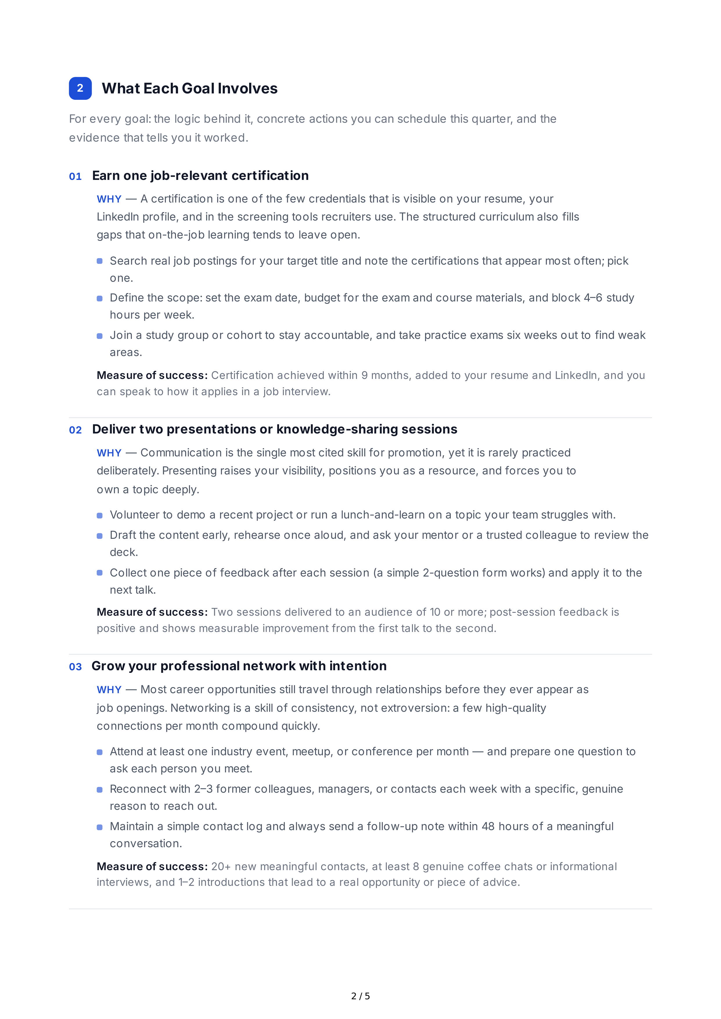 Short-Term Goals for Career Development — page 2