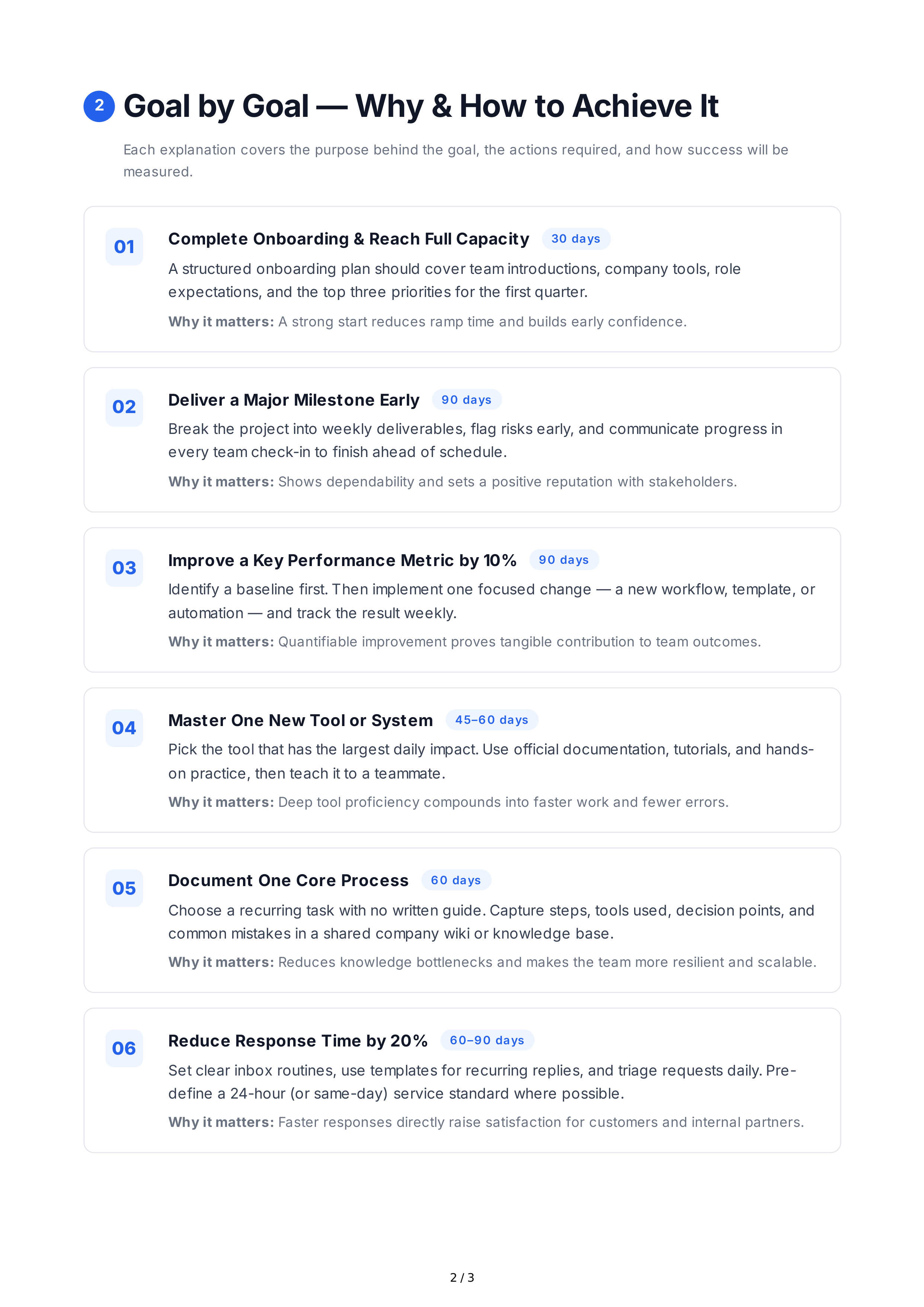 Short-Term Goals for Employees — page 2